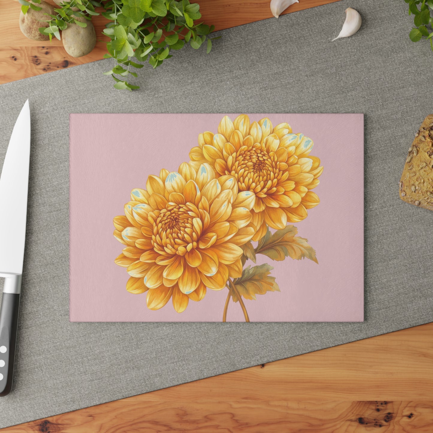 Floral Elegance Glass Cutting Board - Perfect Kitchen Decor, Gift for Bakers, Mother's Day, Housewarming, and Floral Lovers
