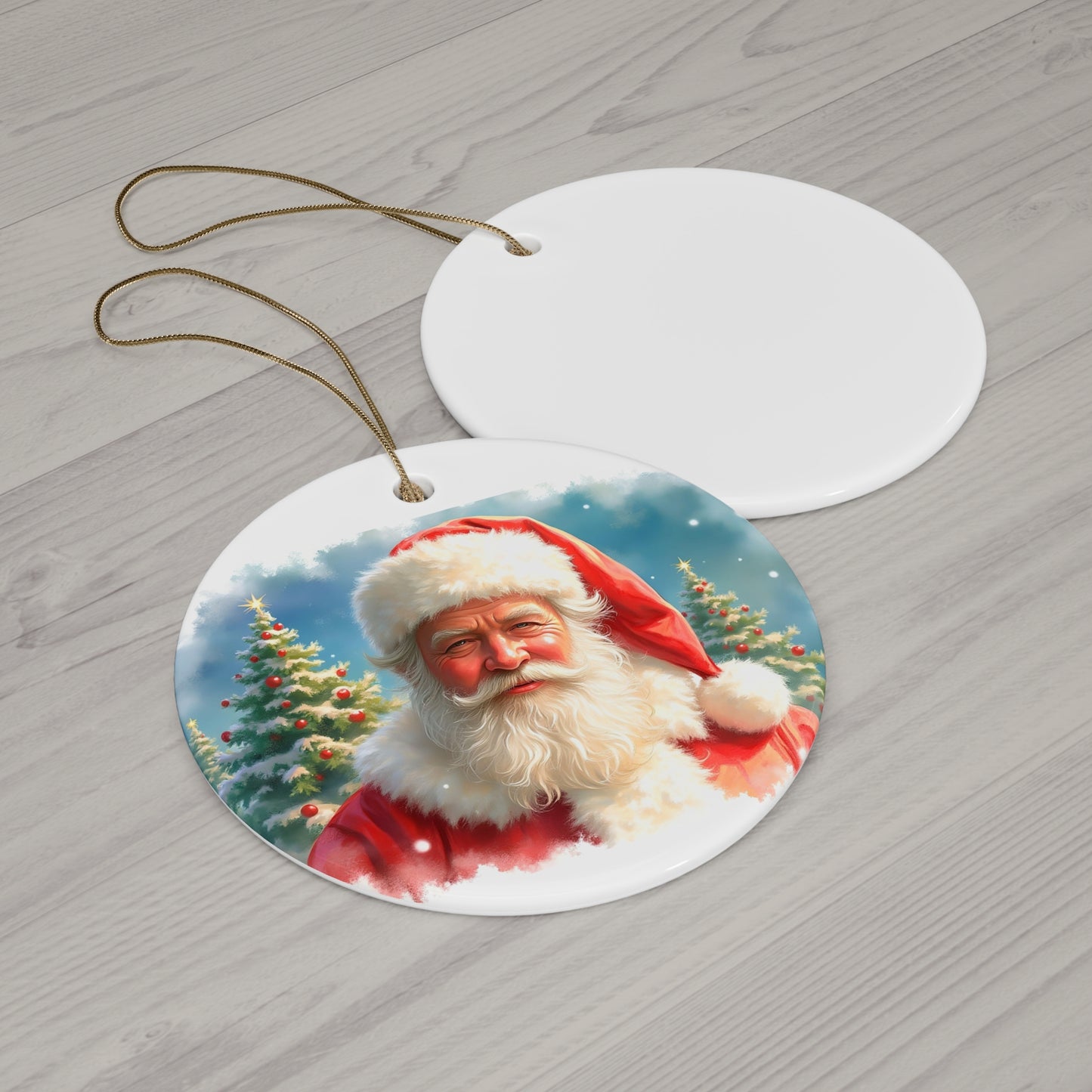 Santa Claus Ceramic Ornament, Holiday Decoration, Christmas Tree Ornament, Unique Gift, Festive Decor, Seasonal Home Accent