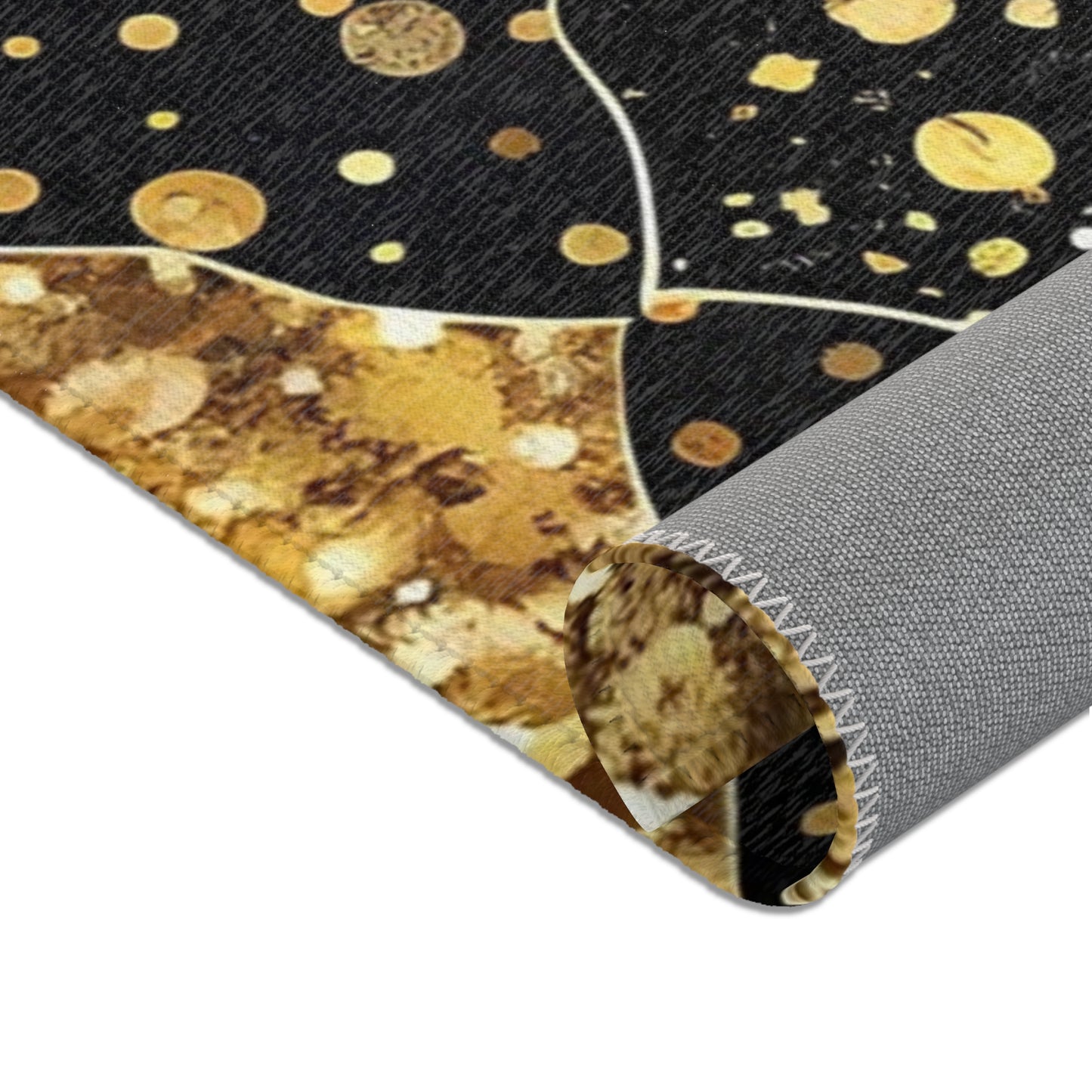 Elegant Area Rug with Gold and Black Pattern