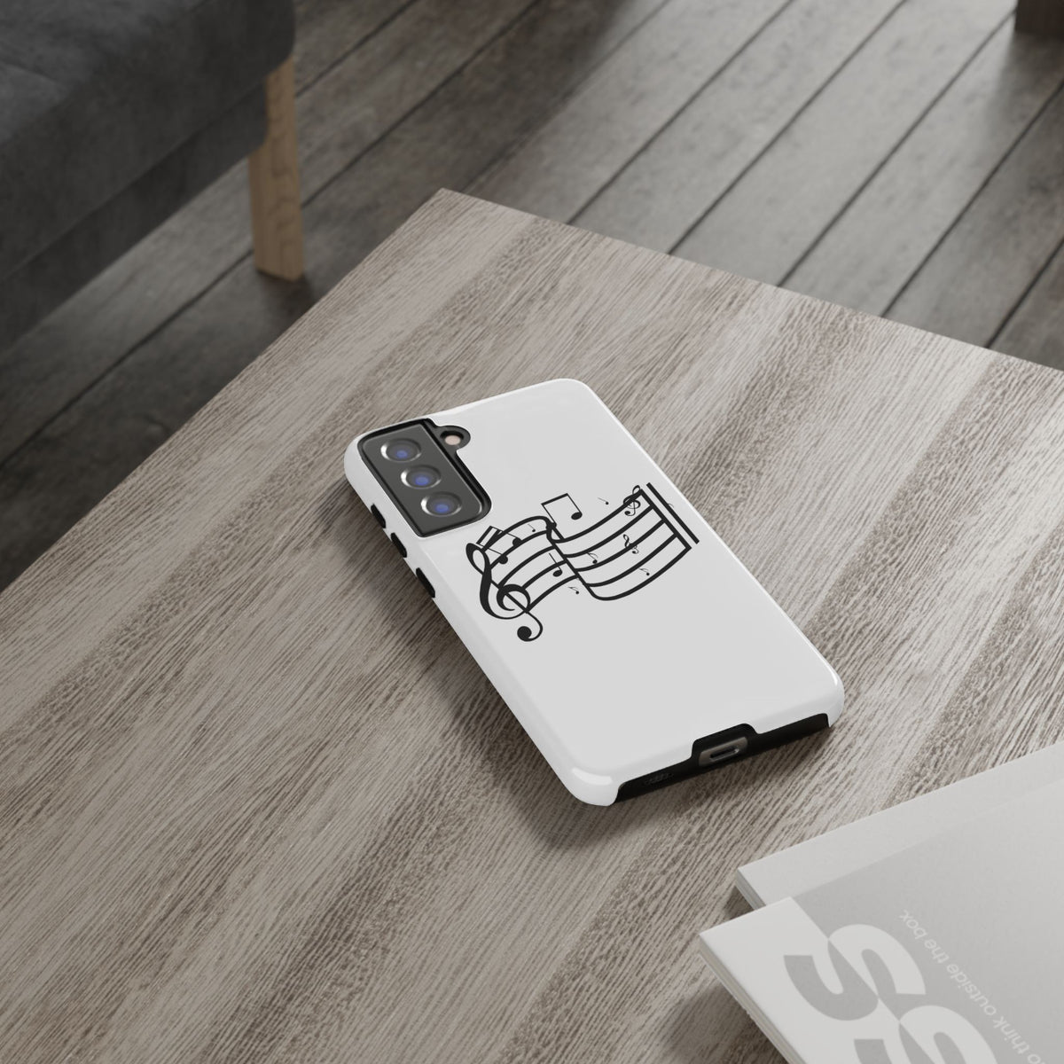 Musical Notes Phone Case — Black Treble Clef Music Staff Tough Case
