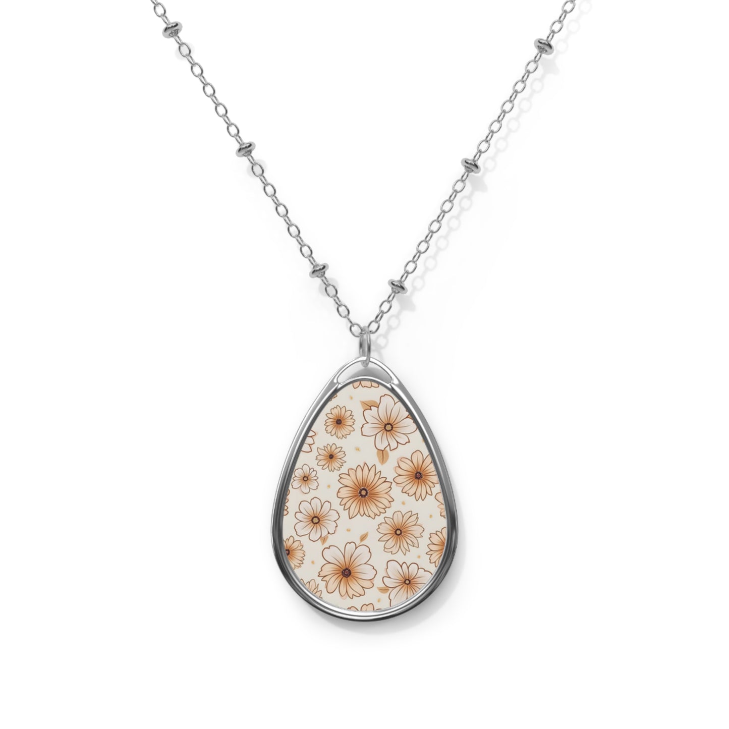 Floral Teardrop Necklace - Boho Jewelry, Gifts for Her, Nature-Inspired Accessories, Everyday Elegance, Flower Pendant