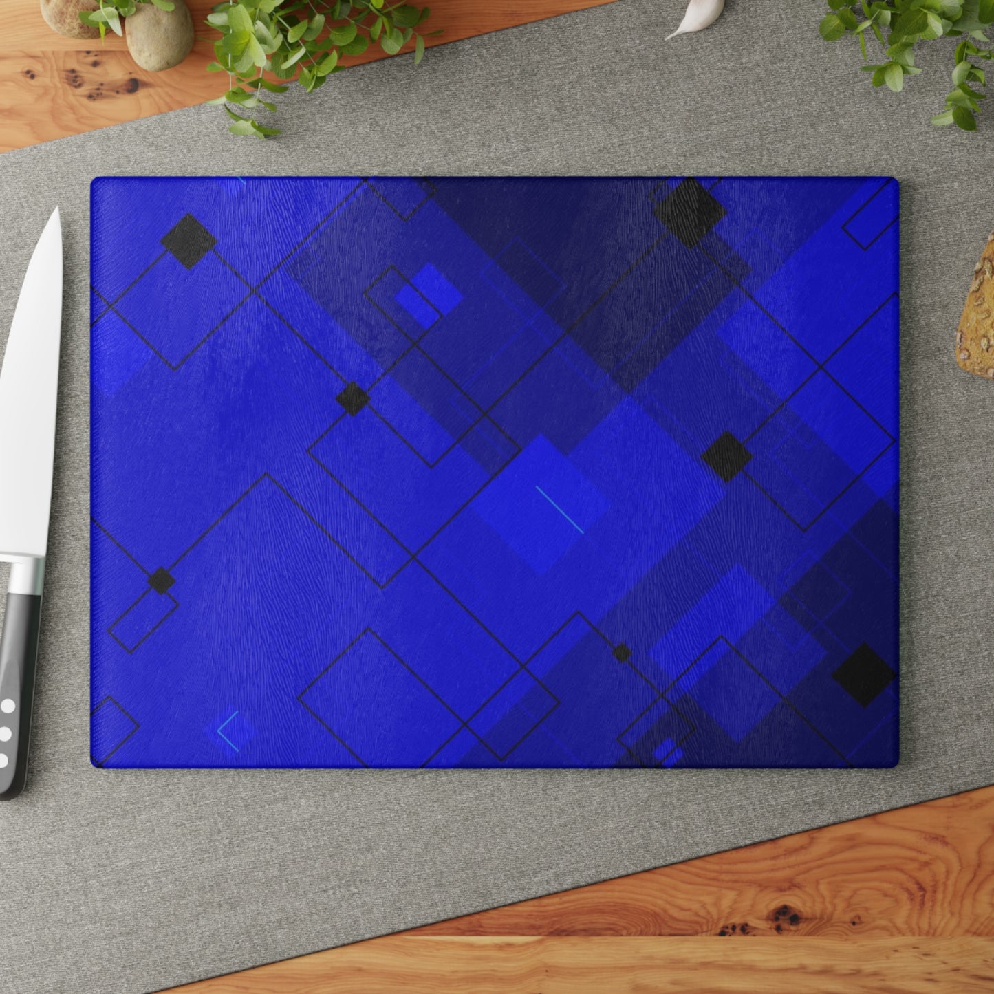 Geometric Glass Cutting Board - Modern Kitchen Decor, Unique Gift for Chefs, Housewarming, Wedding, Stylish Kitchen Accessory