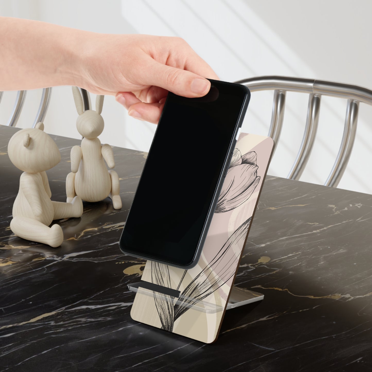 Elegant Floral Smartphone Stand, Desk Decor, Gift for Her, Office Accessory, Mother's Day Present, Phone Holder