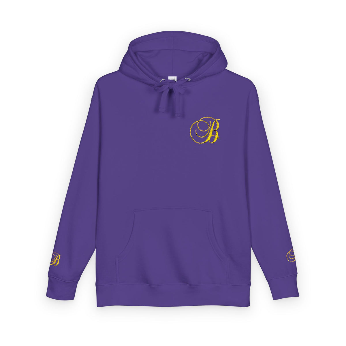 Coral Gold Floral Initial Hoodie — Monogram 'B' Casual Pullover
