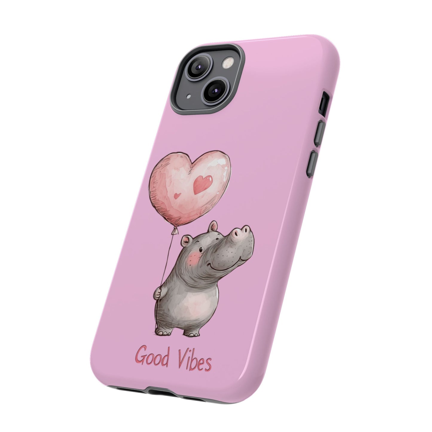 Cute Hippo Phone Case | Good Vibes, Gift for Friends, Cute Phone Accessories, Animal Lover Gift, Happy Phone Cover