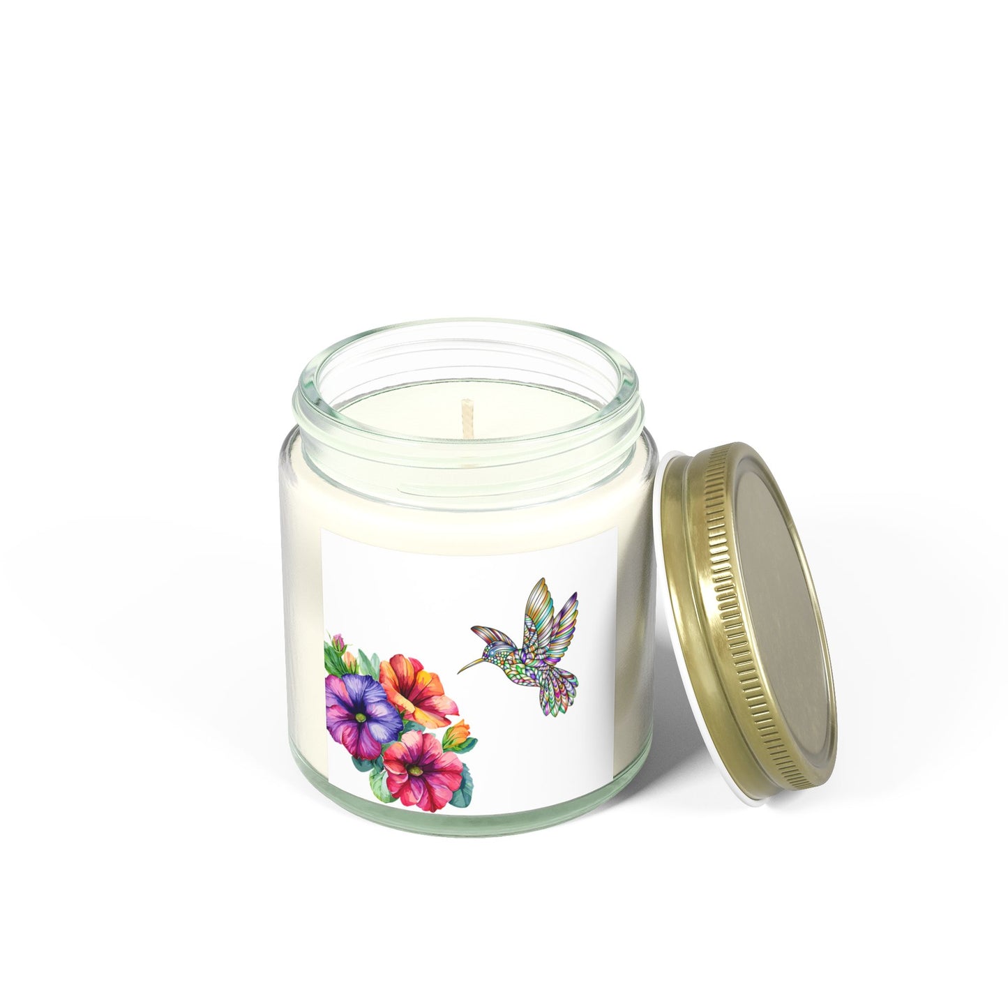 Scented Candles - Tropical Essence, Floral & Hummingbird Design, Relaxation Gift, Home Decor, Aromatherapy