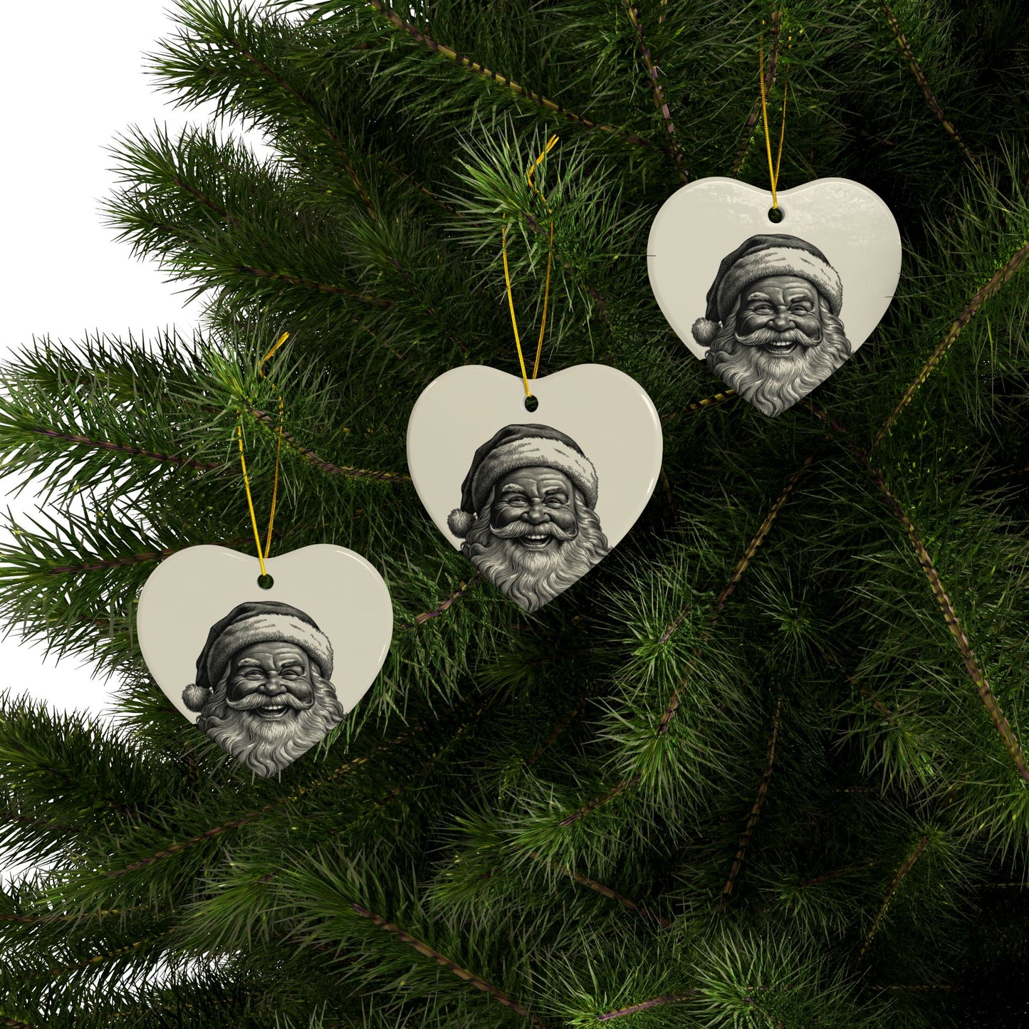 Festive Ceramic Ornaments, 2-Sided Print for Christmas Decor, Personalized Holiday Gifts, Winter Decorations, Santa Claus Ornaments