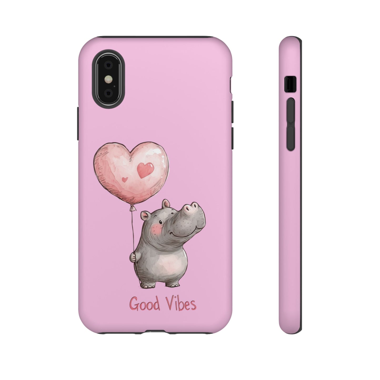 Cute Hippo Phone Case | Good Vibes, Gift for Friends, Cute Phone Accessories, Animal Lover Gift, Happy Phone Cover