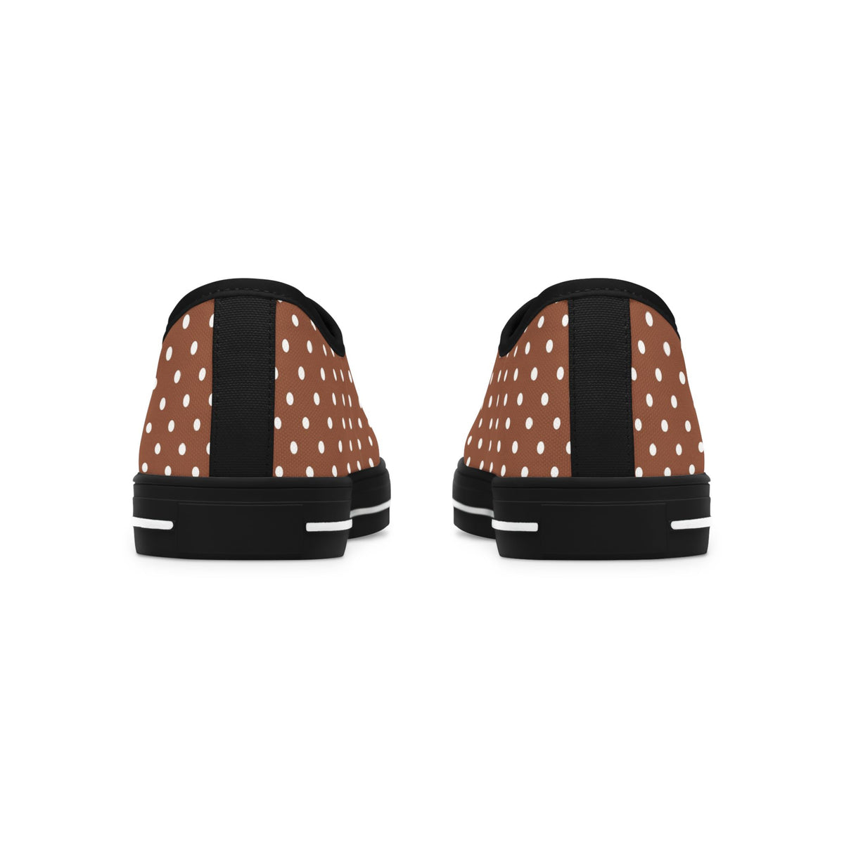 Brown Polka Dot Low Top Sneakers — Casual Retro Canvas Shoes
