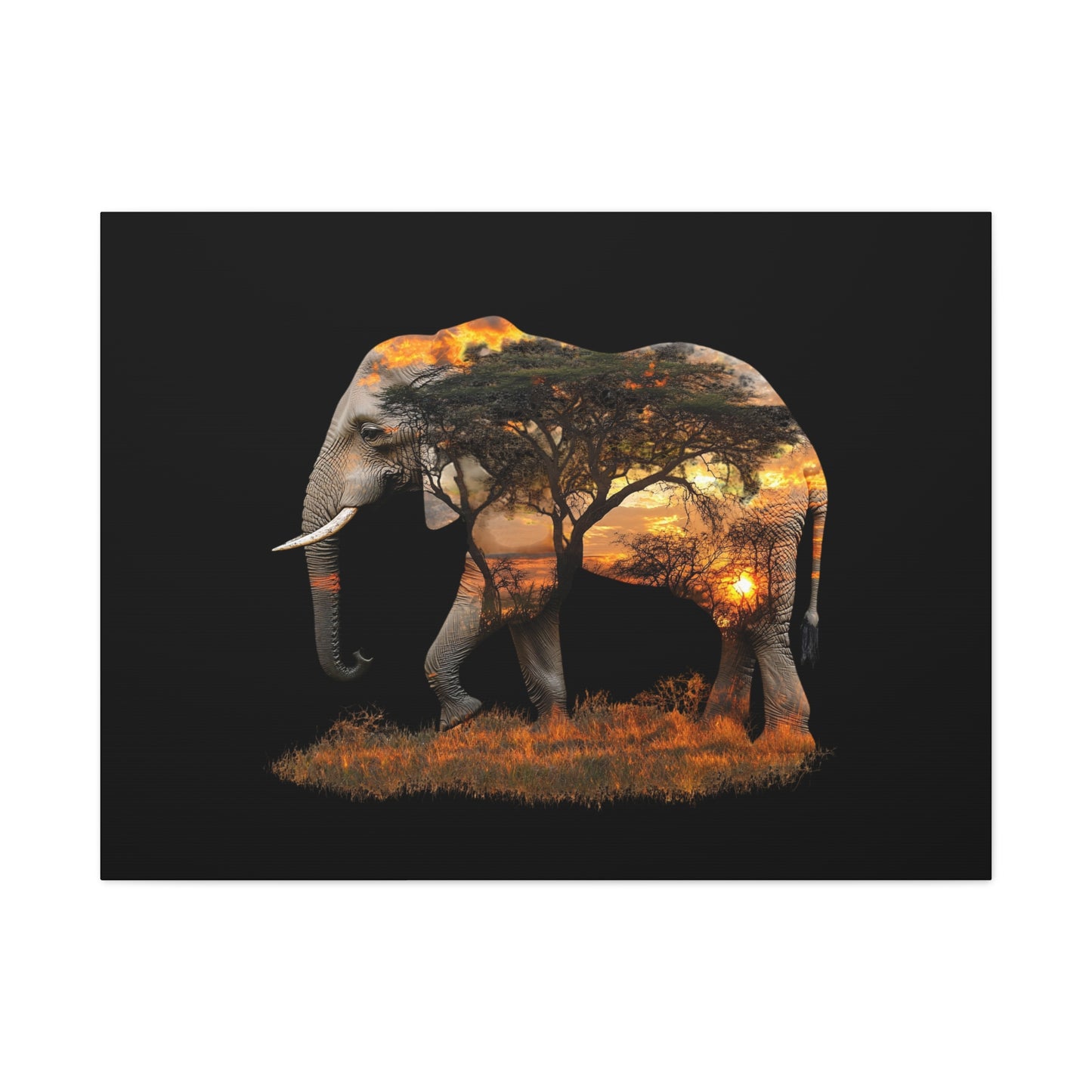 Elephant Tree Matte Canvas Art, Nature Wall Decor, Wildlife Home Decoration, Gift for Animal Lovers, Boho Living Room Accent