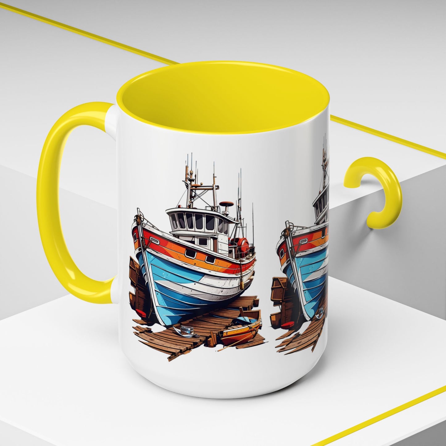 Nautical Accent Coffee Mug | Perfect for Boat Lovers, Sailor Gifts, Coastal Decor, Unique Gift Idea, Custom Artwork Mug