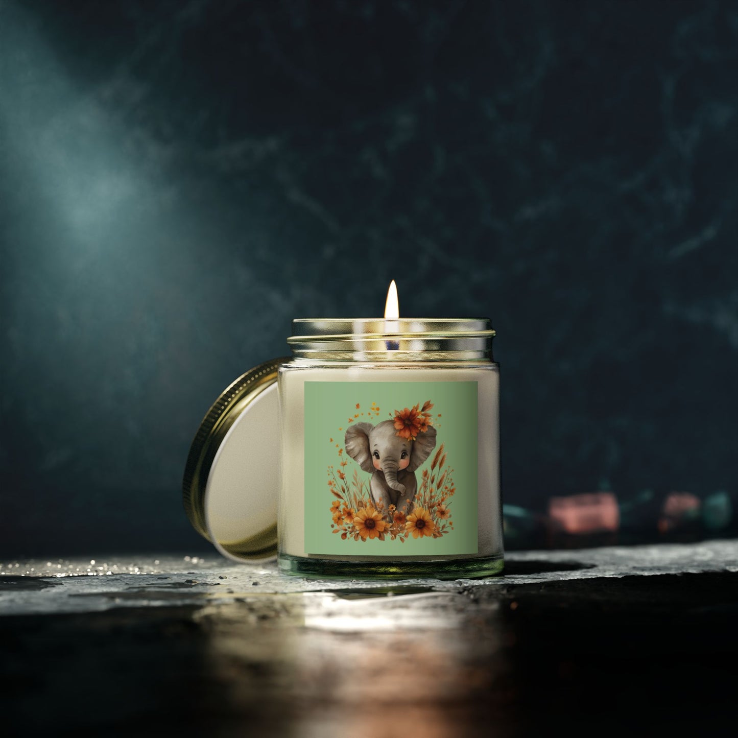 Elephant Floral Scented Candle - Perfect for Home Decor, Gifts, Relaxation, Birthdays, Baby Showers, Nature Lovers