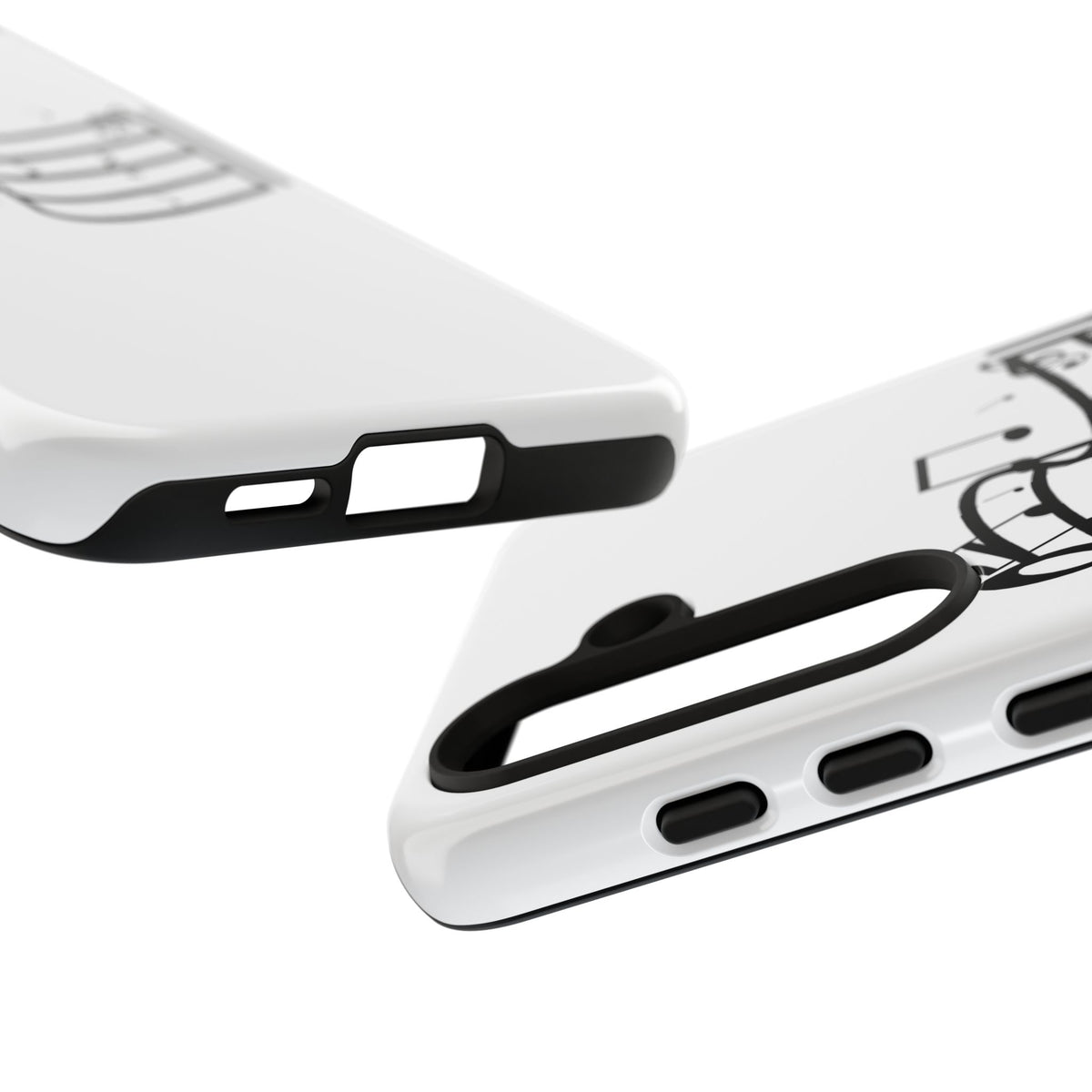 Musical Notes Phone Case — Black Treble Clef Music Staff Tough Case