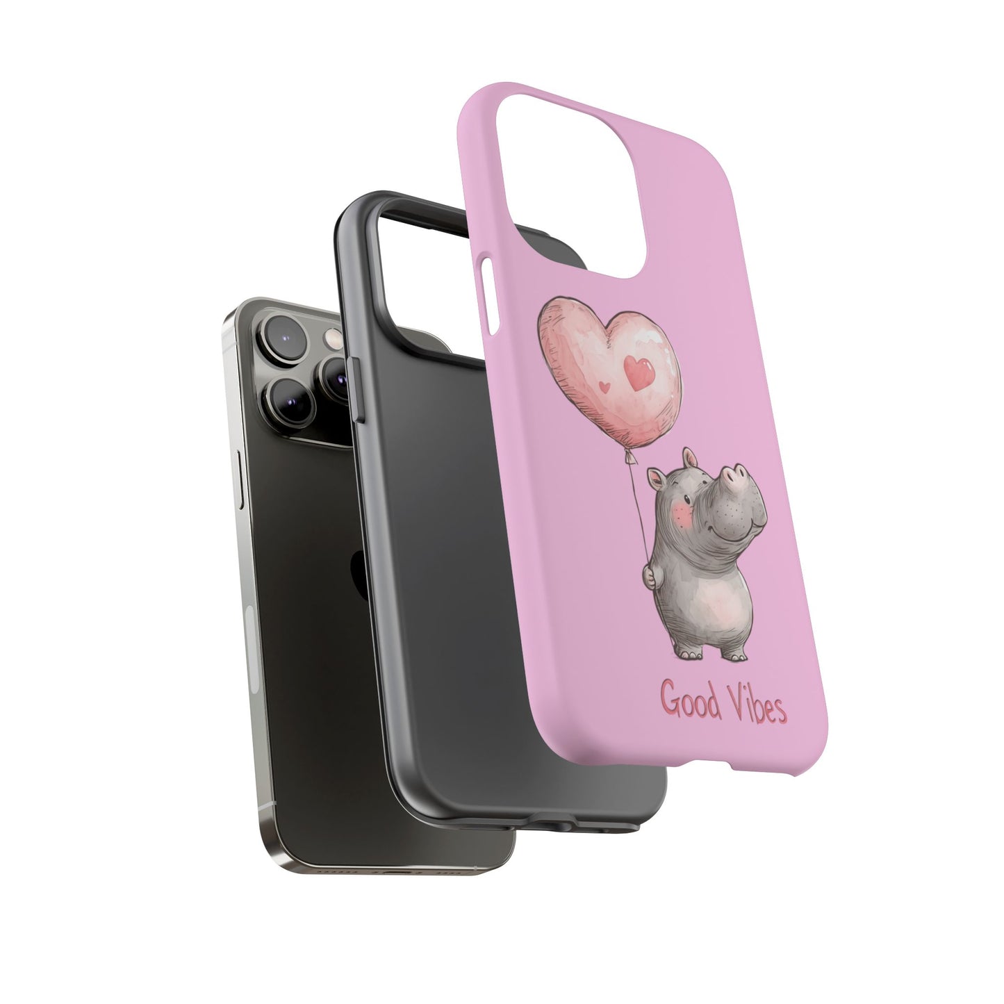 Cute Hippo Phone Case | Good Vibes, Gift for Friends, Cute Phone Accessories, Animal Lover Gift, Happy Phone Cover
