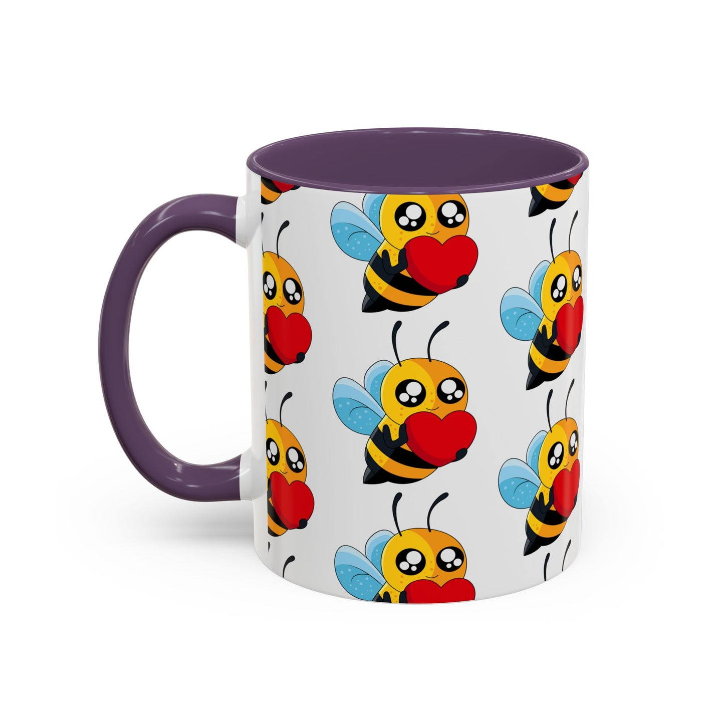 Cute Bee Love Accent Coffee Mug, Cute Floral Mug, Cheerful Bee Design