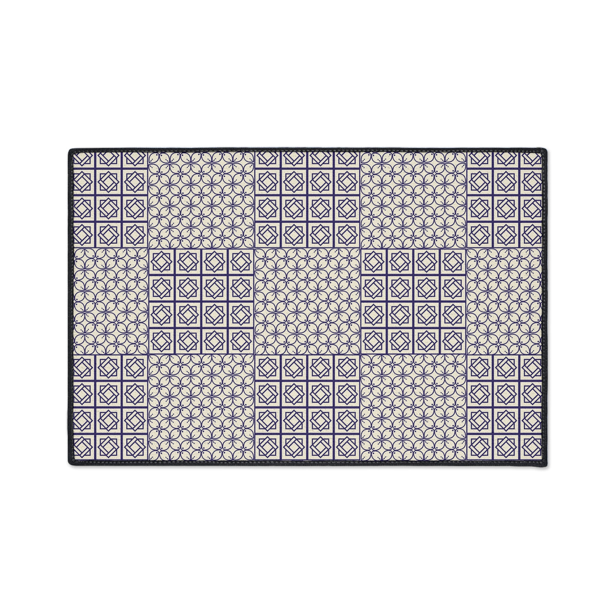 Geometric Patchwork Heavy-Duty Floor Mat — Non-Slip Entry Rug