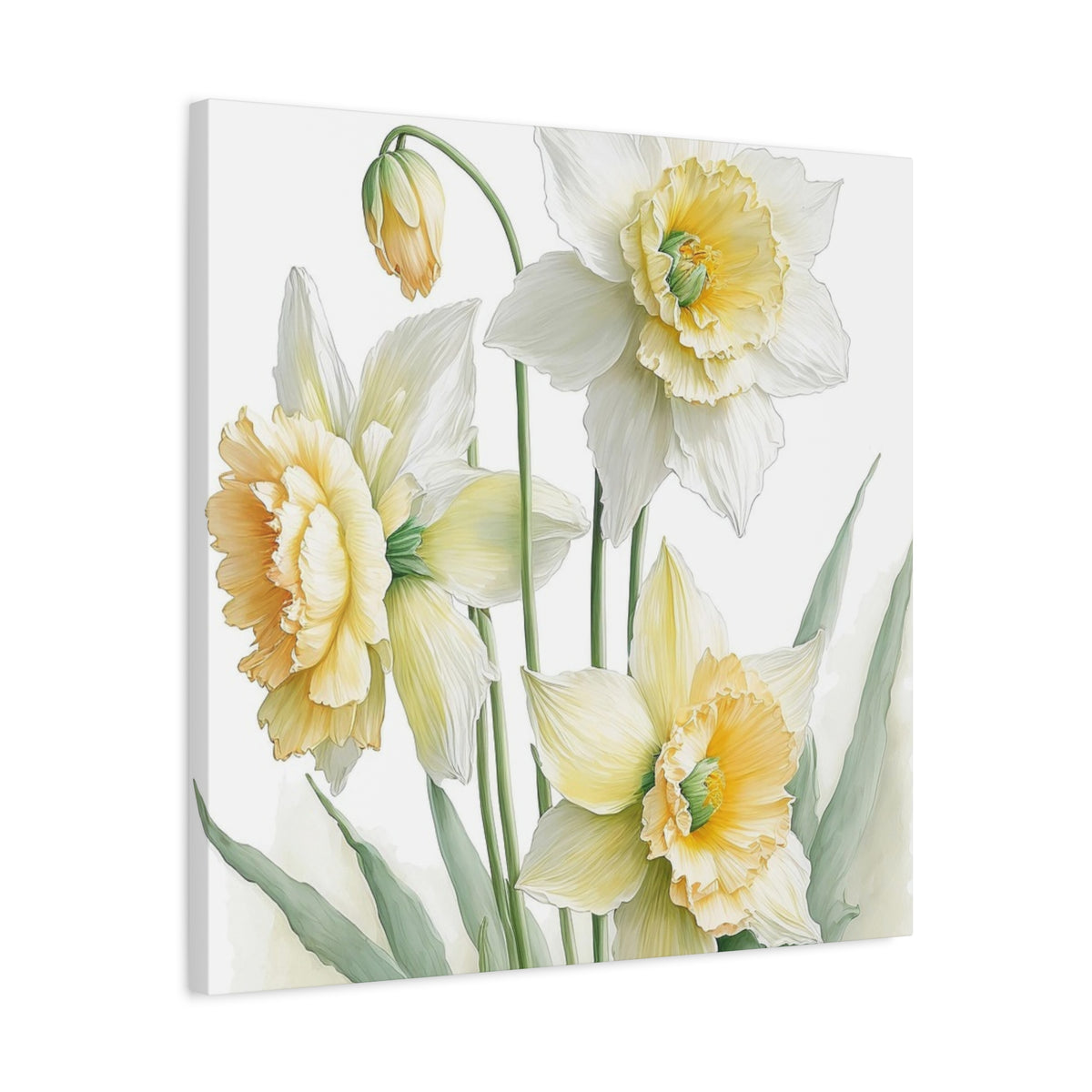 Matte Canvas, Stretched, 1.25" beautiful flowers white and yellow.