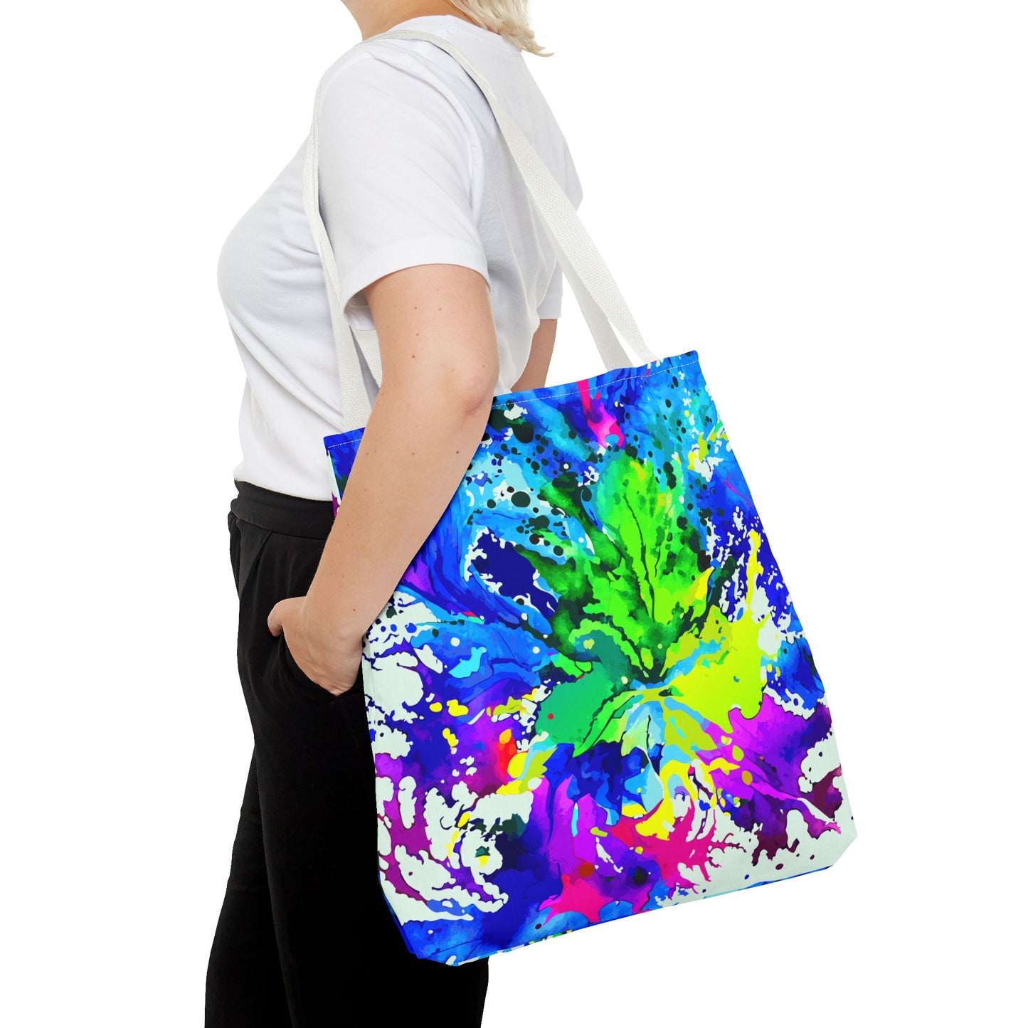 Vibrant Abstract Tote Bag Colorful Shopping Bag, Beach Tote