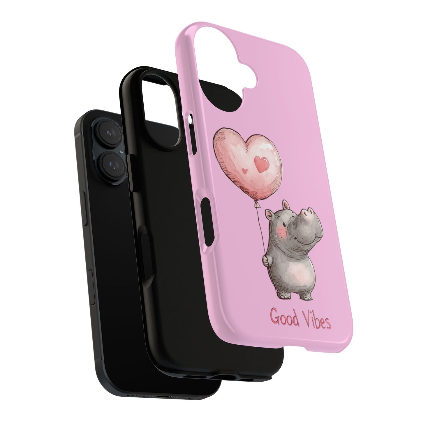 Cute Hippo Phone Case | Good Vibes, Gift for Friends, Cute Phone Accessories, Animal Lover Gift, Happy Phone Cover