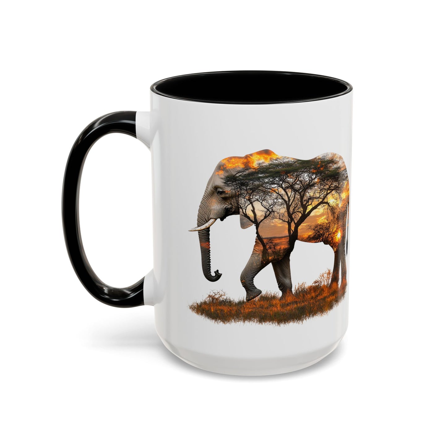 Elegant Elephant Accent Coffee Mug - Nature Lover Gift, Animal Lover Mug, Unique Home Decor, Wildlife Conservation, Travel Mug