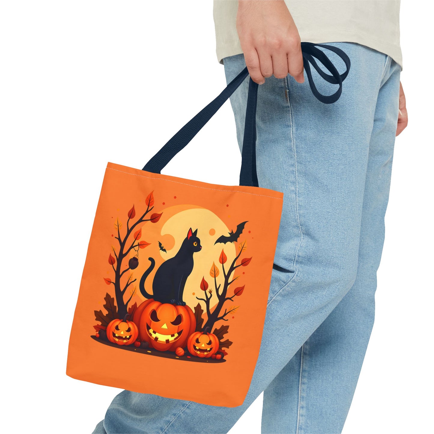 Halloween Cat Tote Bag | Spooky Halloween Accessory, Trick or Treat, Gift for Cat Lovers, Fall Fashion Must-Have, Pumpkin Decor