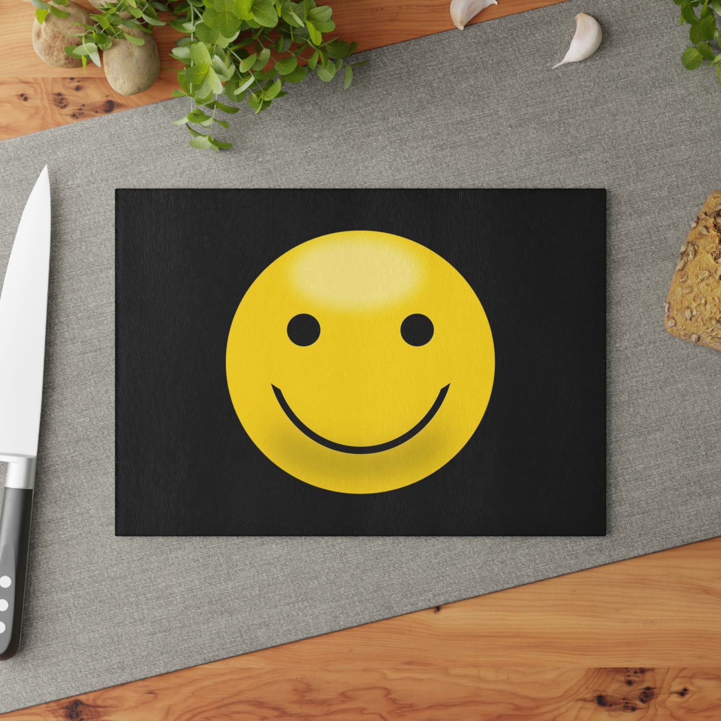Smiley Face Glass Cutting Board, Fun Kitchen Decor, Gift for Chefs, Unique Housewarming Gift, Positive Vibes Cooking Accessory