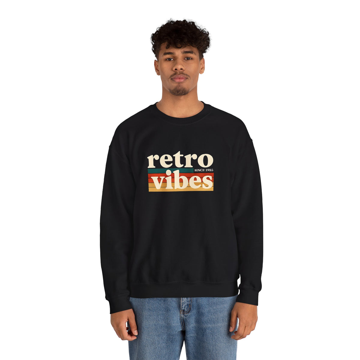 Retro Vibes Crewneck Sweatshirt, Unisex Vintage Style, Cozy Fall Fashion, Gift for Music Lovers, Chill Weekend Wear