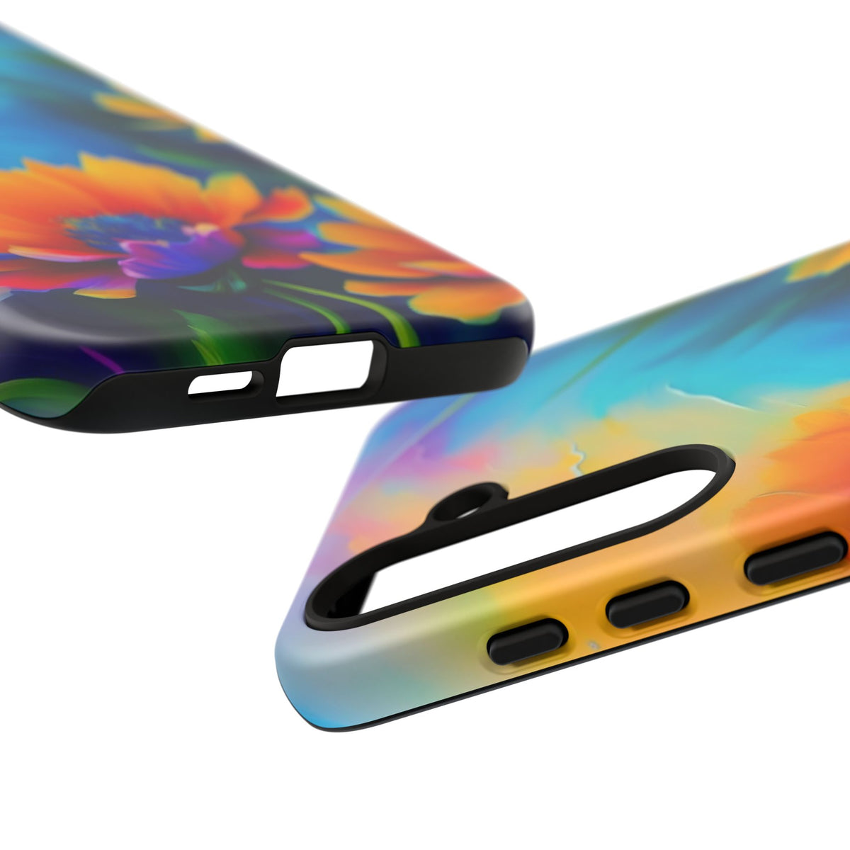 Floral Burst Tough Phone Case — Vibrant Watercolor Flowers Protective Cover
