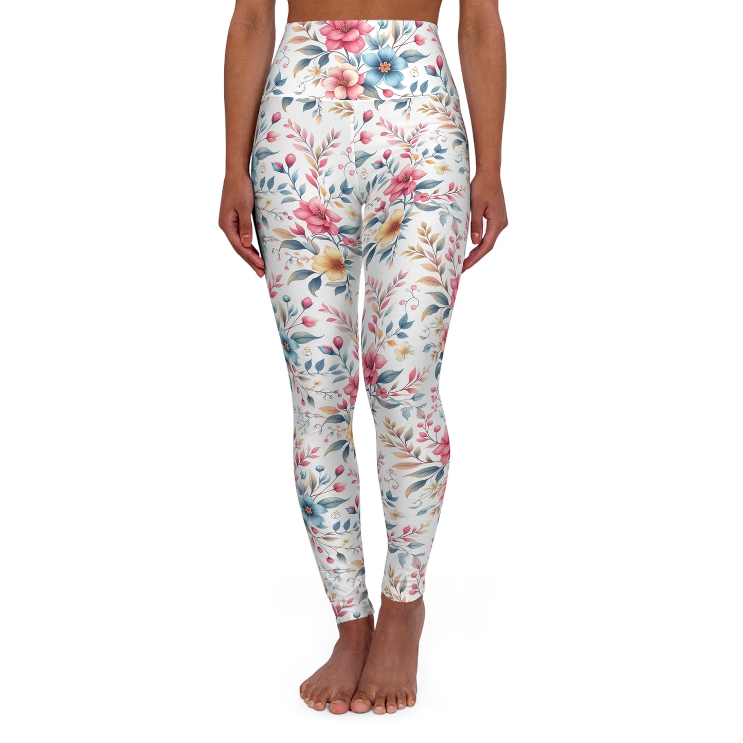Floral High Waisted Yoga Leggings, Comfortable Activewear, Fitness Apparel, Gift for Yogis, Workout Leggings, Floral Print Leggings