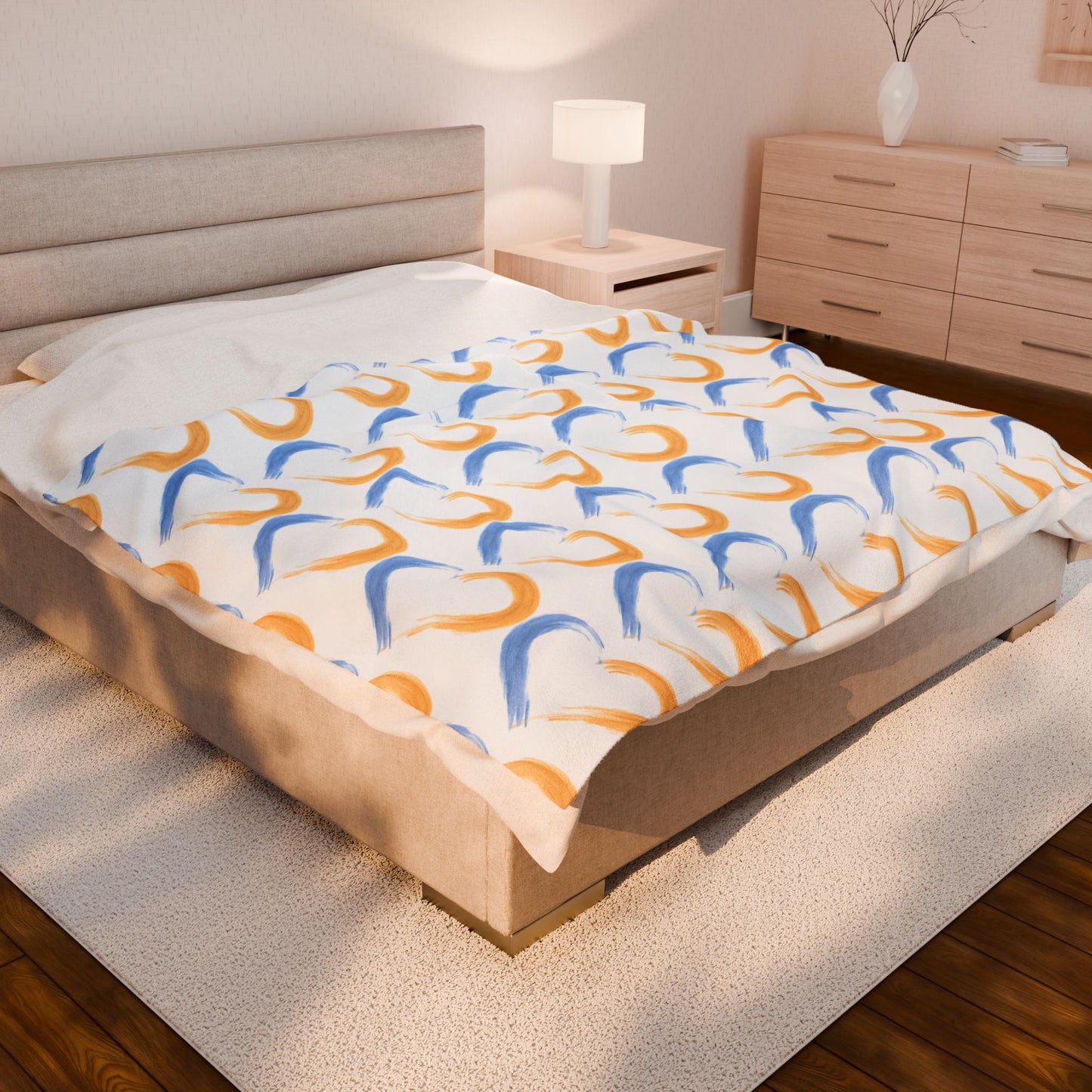 Velveteen Plush Blanket with Heart Design, Cozy Home Decor, Gift for Her, Soft Throw for Winter, Birthday Gift, Decorative Blanket