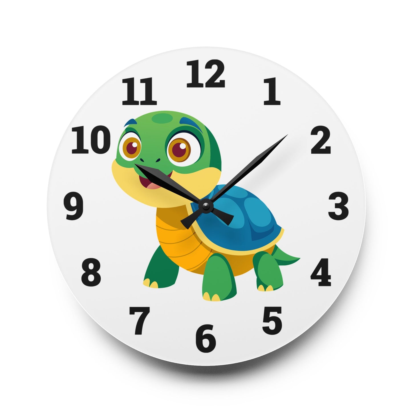 Cute Turtle Acrylic Wall Clock, Kids Room Decor, Playful Timepiece, Children's