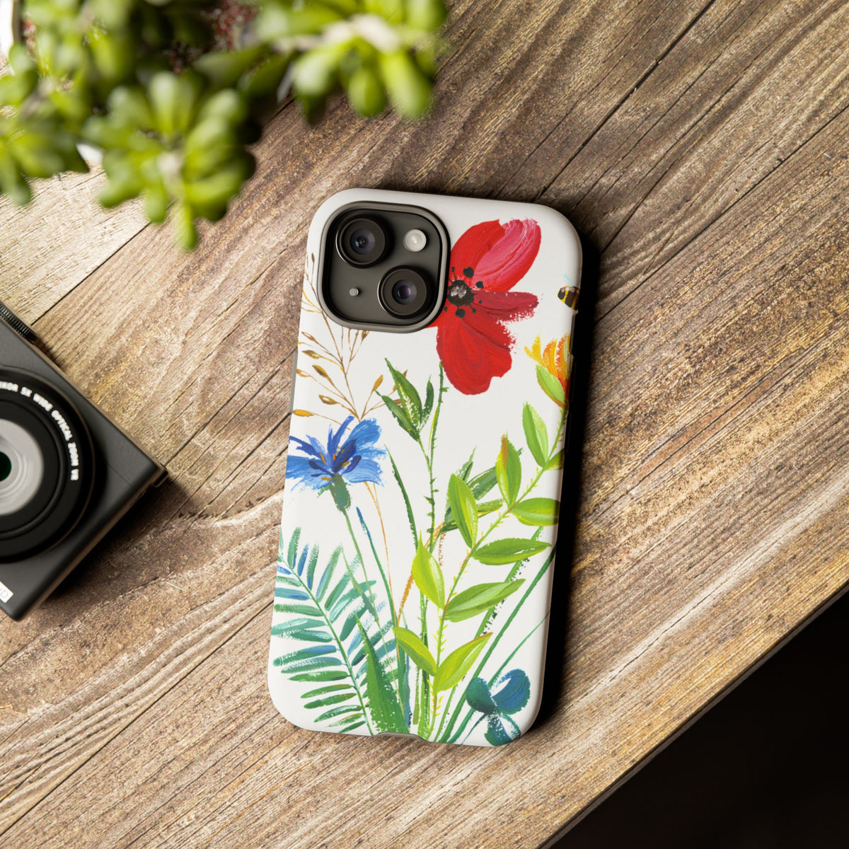 Floral Watercolor Tough Phone Case — Wildflower Bouquet Protective Cover