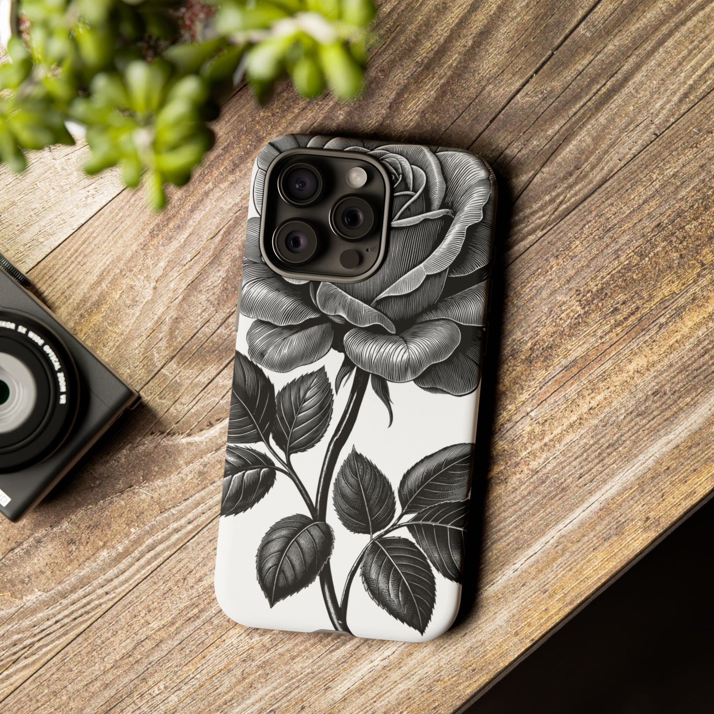 Elegant Floral Phone Case - Tough Cases, Black Rose Design, Floral Phone Cover, Stylish Phone Accessory, Gift for Her, Mother's Day