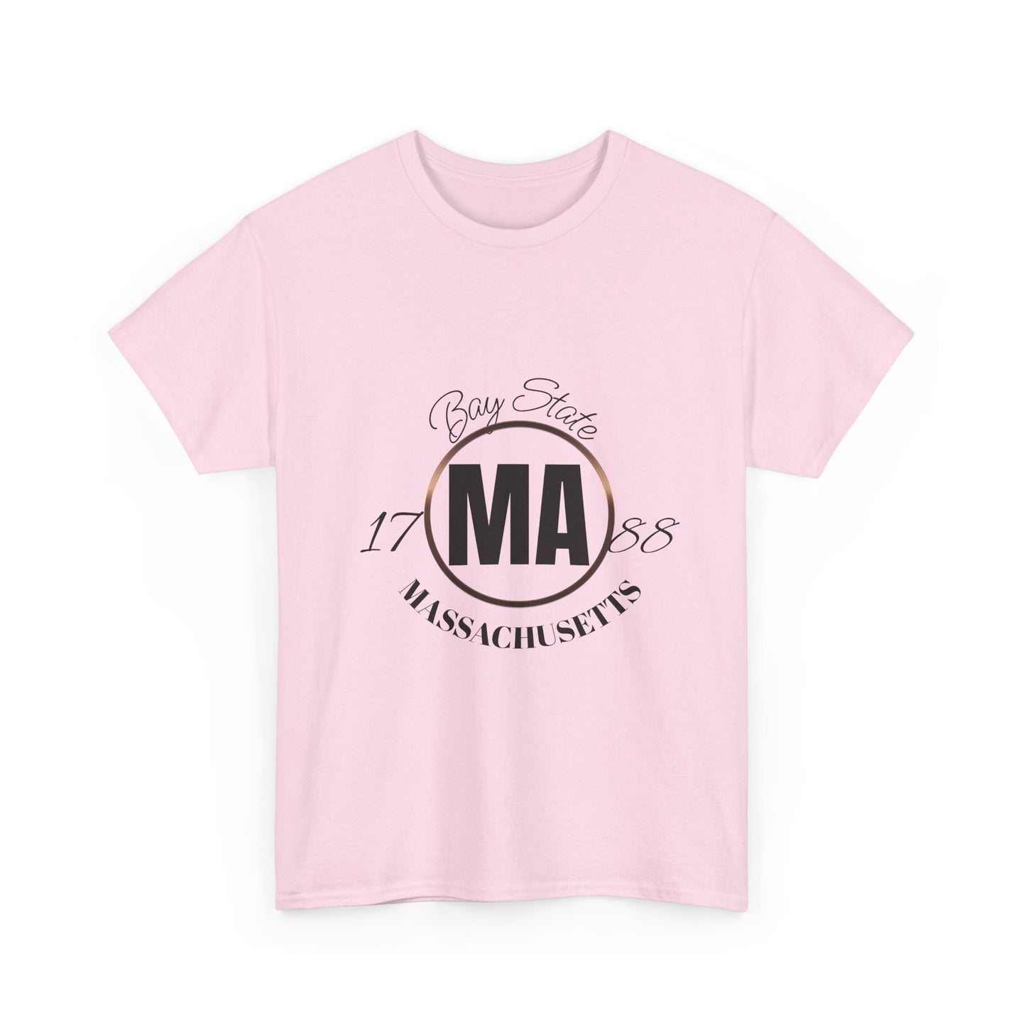 Unisex Heavy Cotton Tee with Massachusetts Design, Casual Wear, Gift for Him/Her, Travel Souvenir, Vintage Style