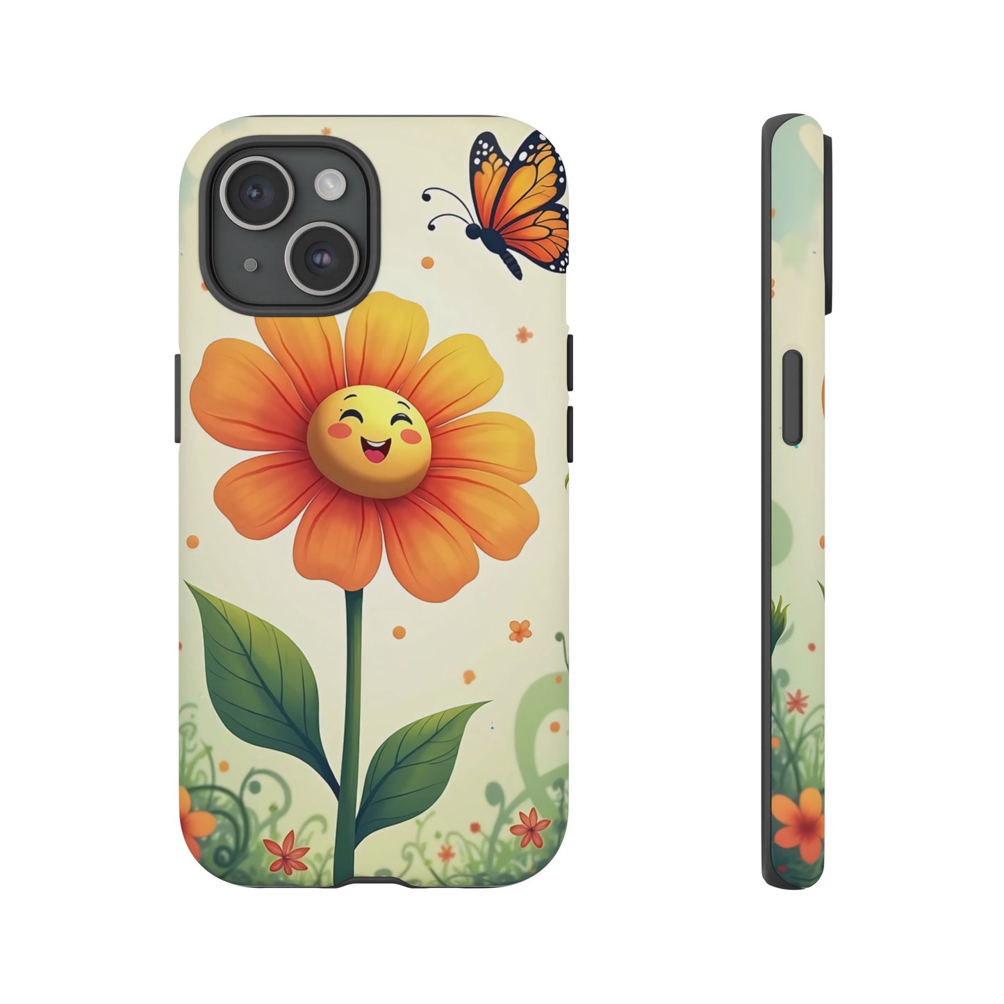 Floral Phone Case with Butterfly Design, Cute Flower Phone Cover for Nature Lovers, Eco-Friendly Gift, Spring Vibes, Birthday Present