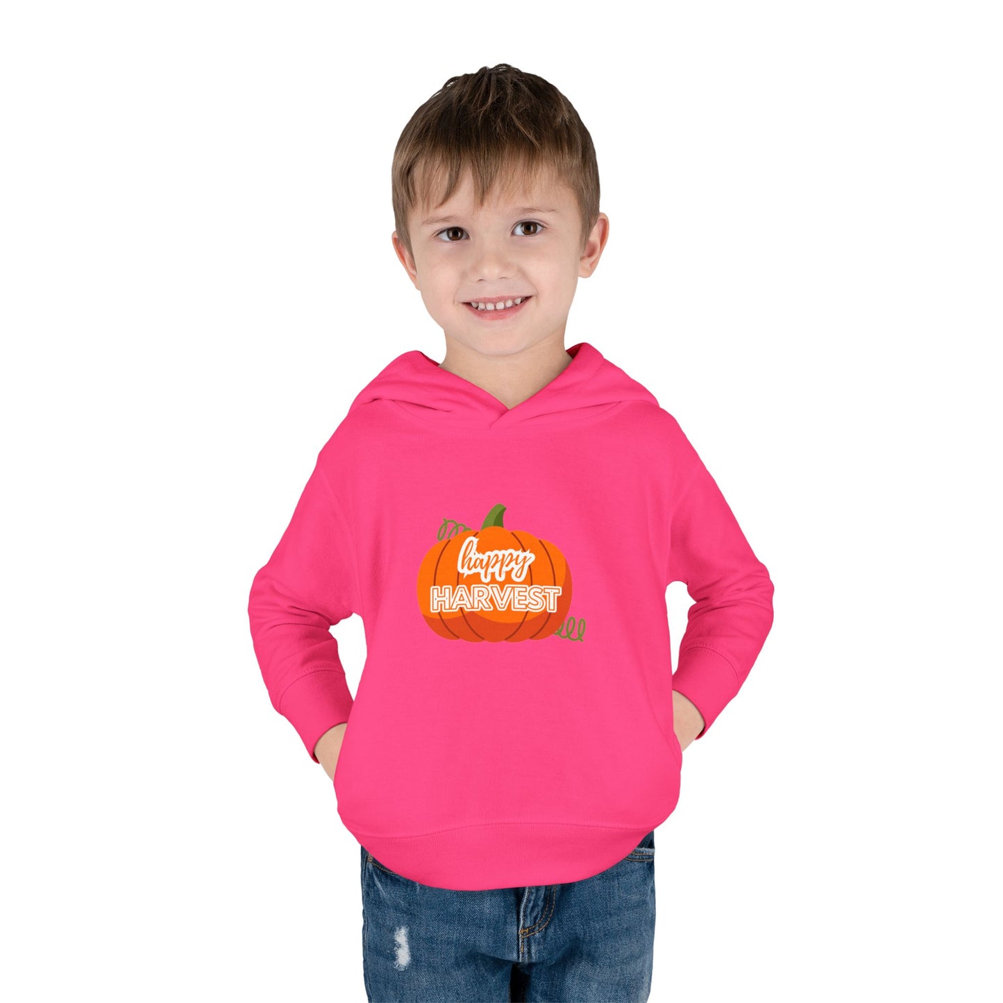 Toddler Happy Harvest Pullover Hoodie, Fall Kids Sweatshirt, Pumpkin Hoodie, Thanksgiving Gift, Cozy Autumn Wear