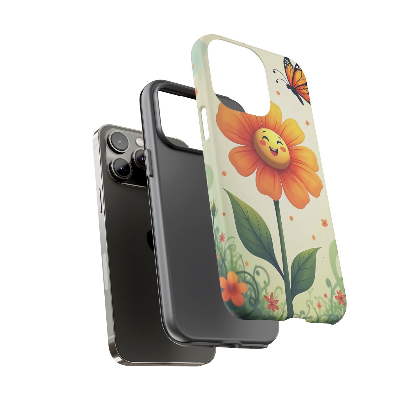 Floral Phone Case with Butterfly Design, Cute Flower Phone Cover for Nature Lovers, Eco-Friendly Gift, Spring Vibes, Birthday Present