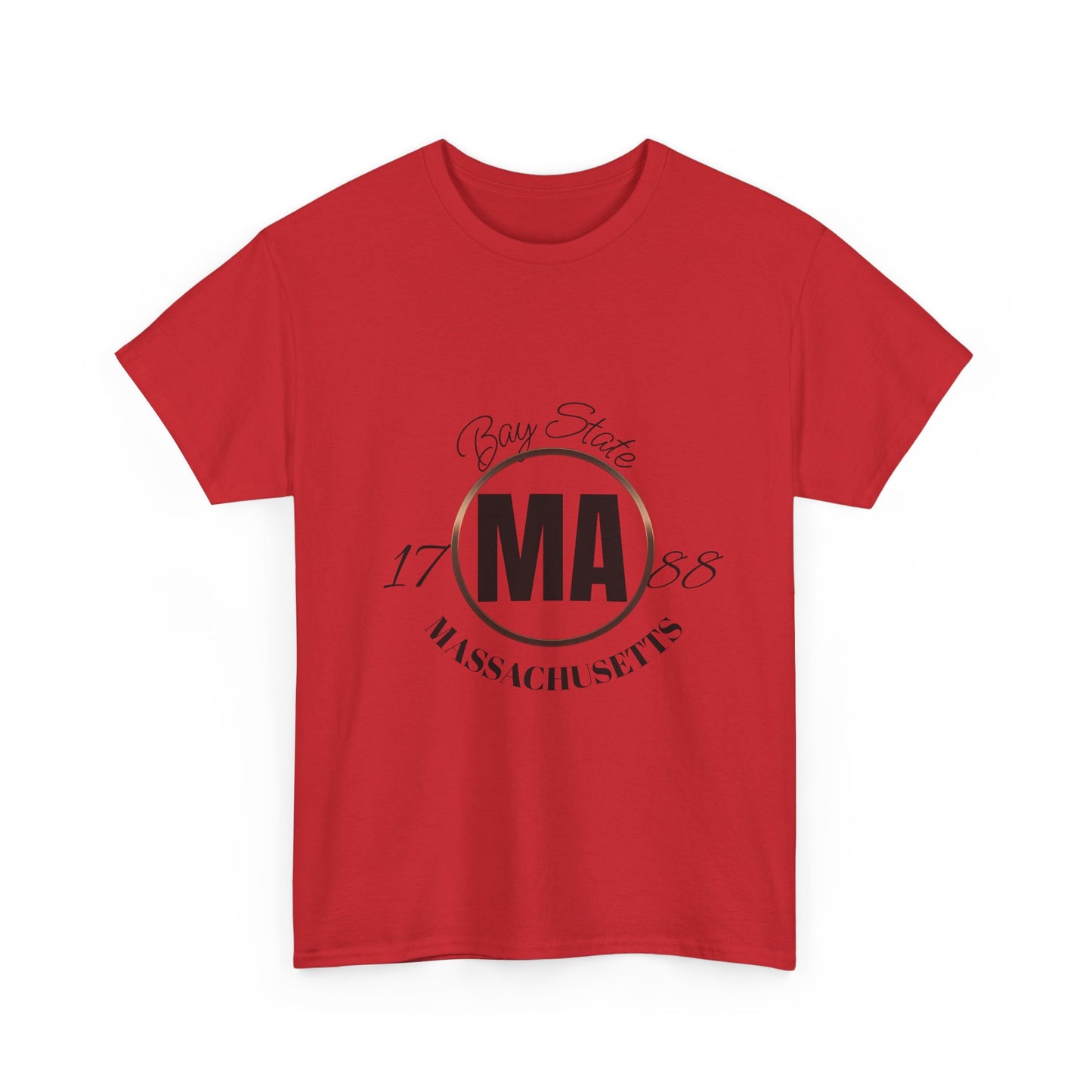 Unisex Heavy Cotton Tee with Massachusetts Design, Casual Wear, Gift for Him/Her, Travel Souvenir, Vintage Style