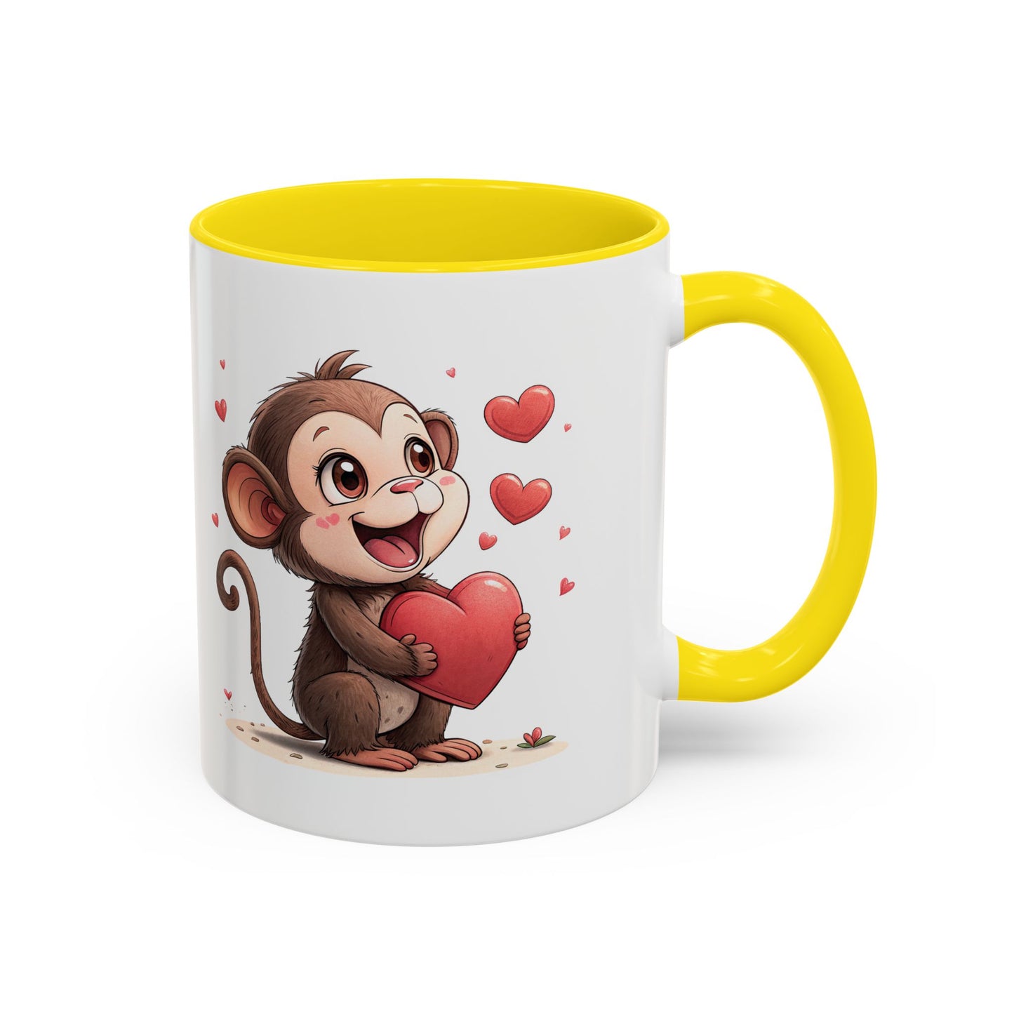 Cute Monkey Love Coffee Mug, Valentine's Gift, Animal Lover's Mug, Heartfelt Coffee Cup, Fun Kitchen Decor