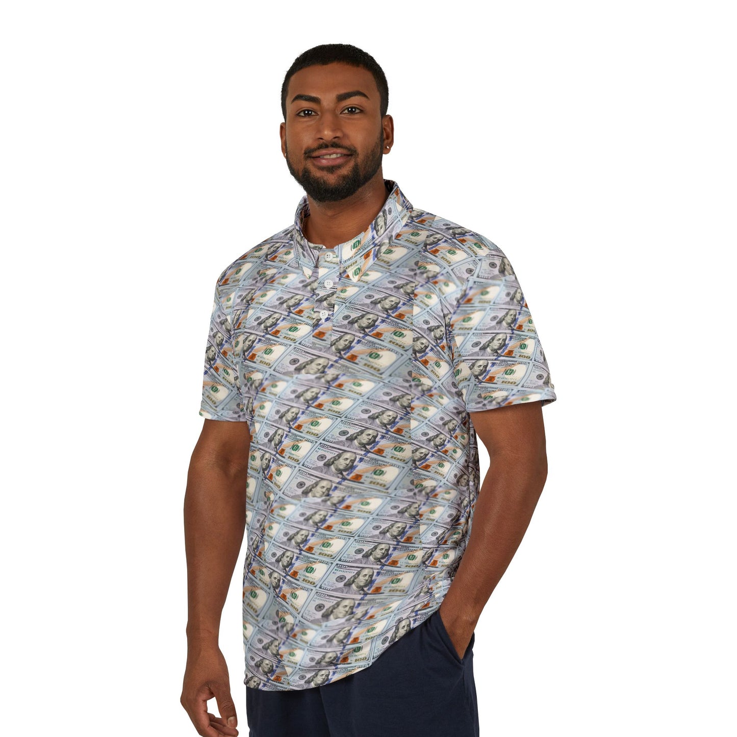Money Patterned Unisex Polo Shirt, Trendy Apparel, Casual Wear, Summer Fashion, Gift for Him, Everyday Style