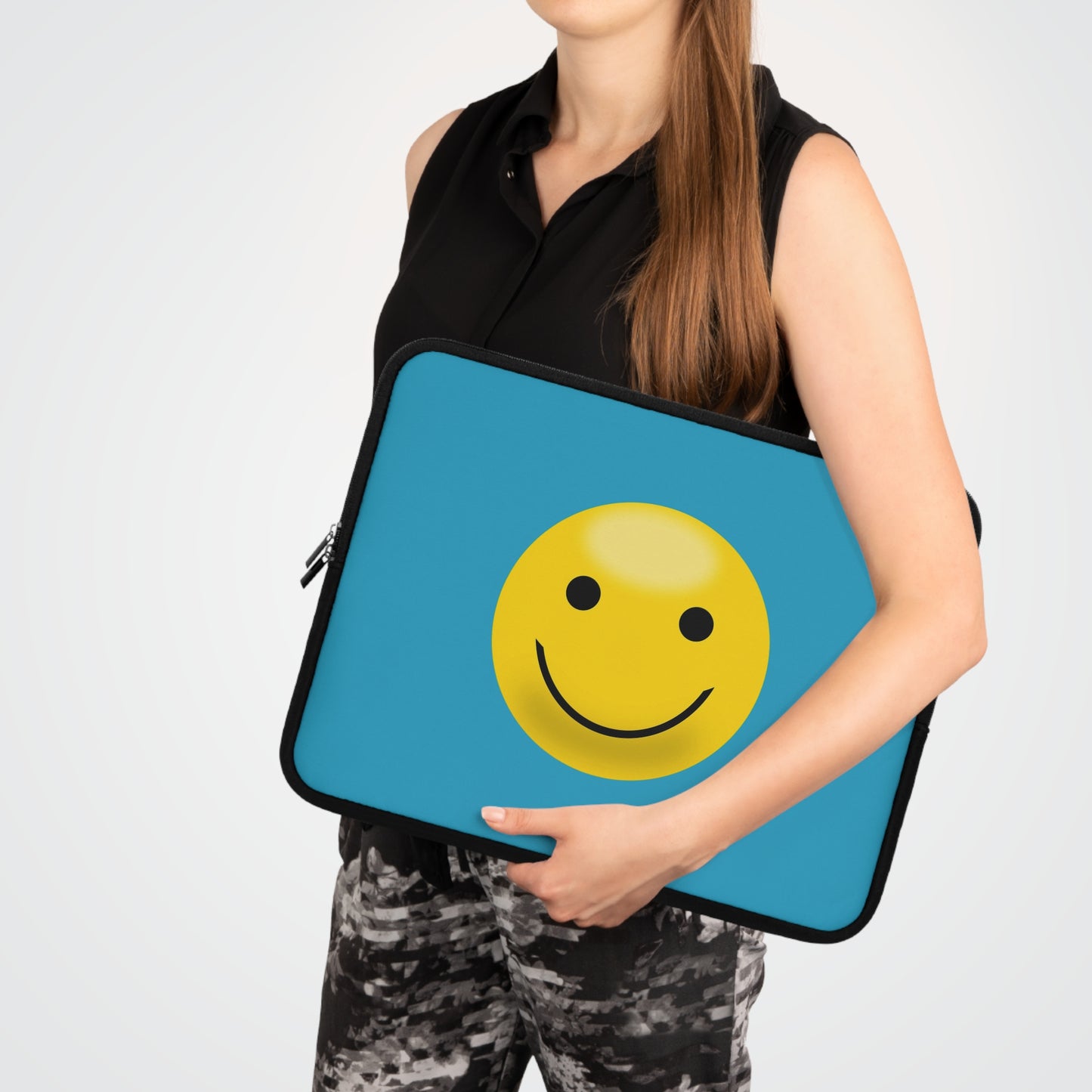 Smiley Face Laptop Sleeve | Cute Laptop Case, Tech Accessory, Gift for Students, Personalized Tech Sleeve, Vibrant Laptop Cover