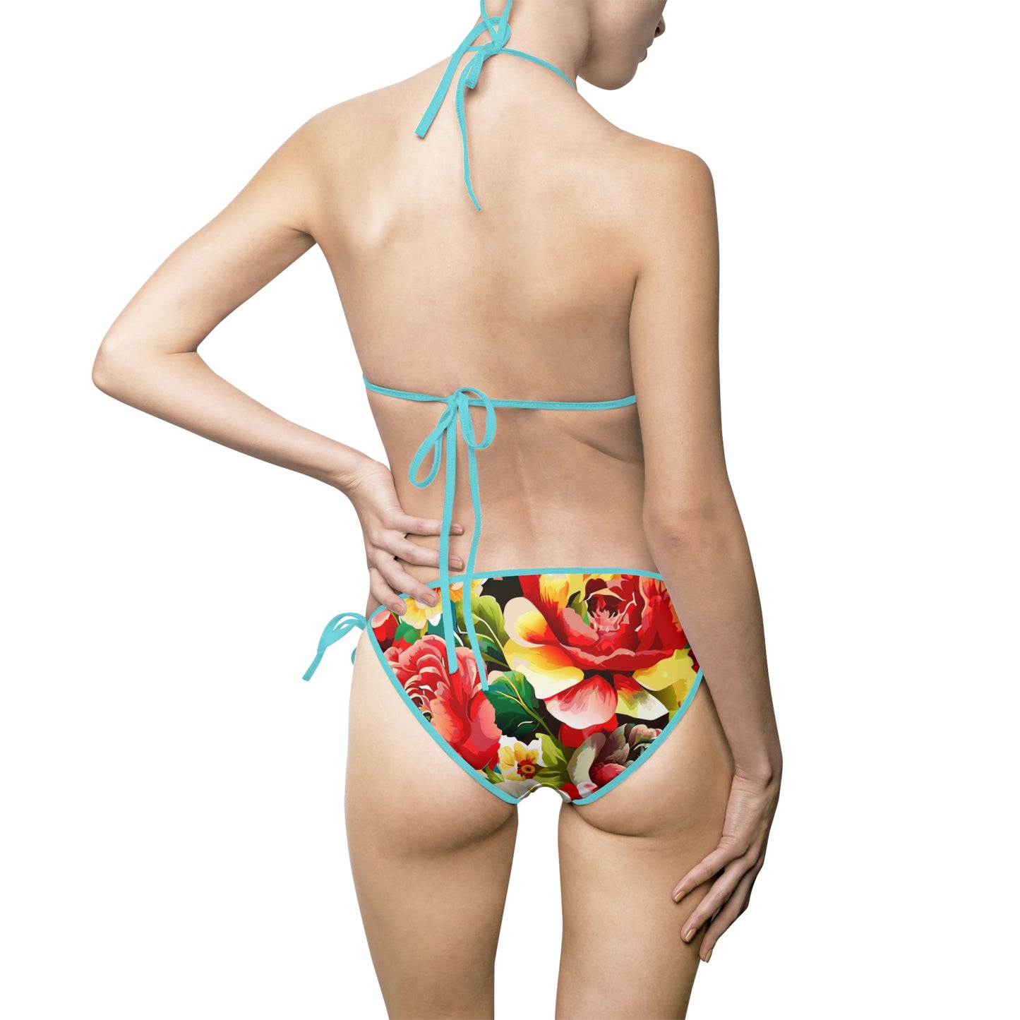 Tropical Floral Bikini Set, Women’s Swimwear, Beachwear, Summer Fashion, Vacation Essentials, Floral Print Swimsuit