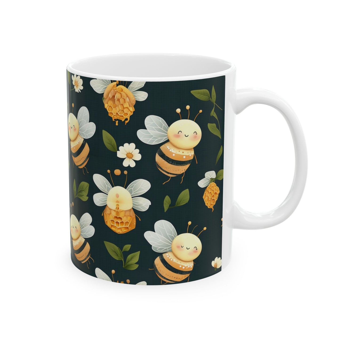 Cute Bee Ceramic Mug - Whimsical Coffee Cup for Bee Lovers, Gift for Her