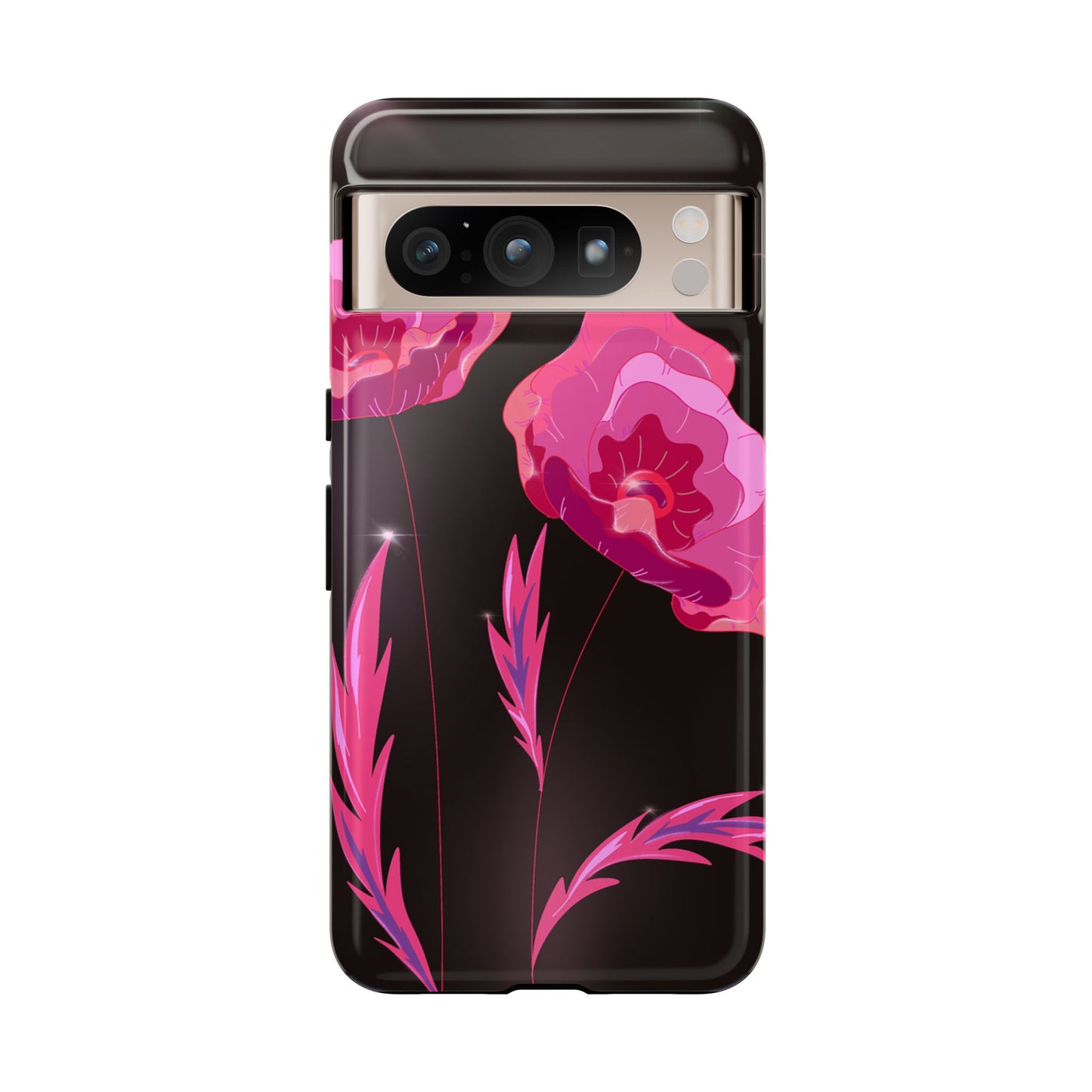 Floral iPhone Case | Tough Cases with Pink Poppy Design, Elegant Flower Phone Cover, Gift for Her, Spring Accessories, Chic Tech