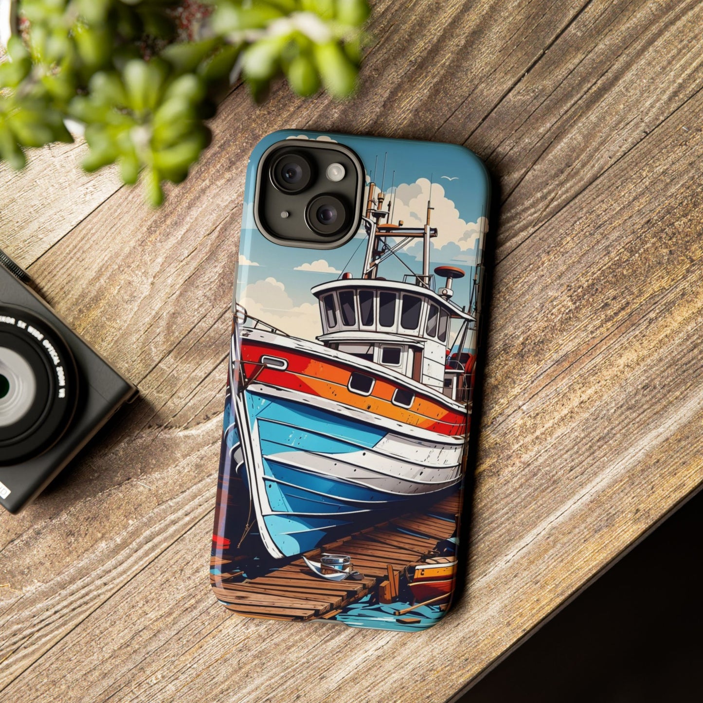 Colorful Fishing Boat Phone Case | Nautical Gift, Marine Design, Coastal Aesthetic, Summer Vibes, Sea Lover's Accessory