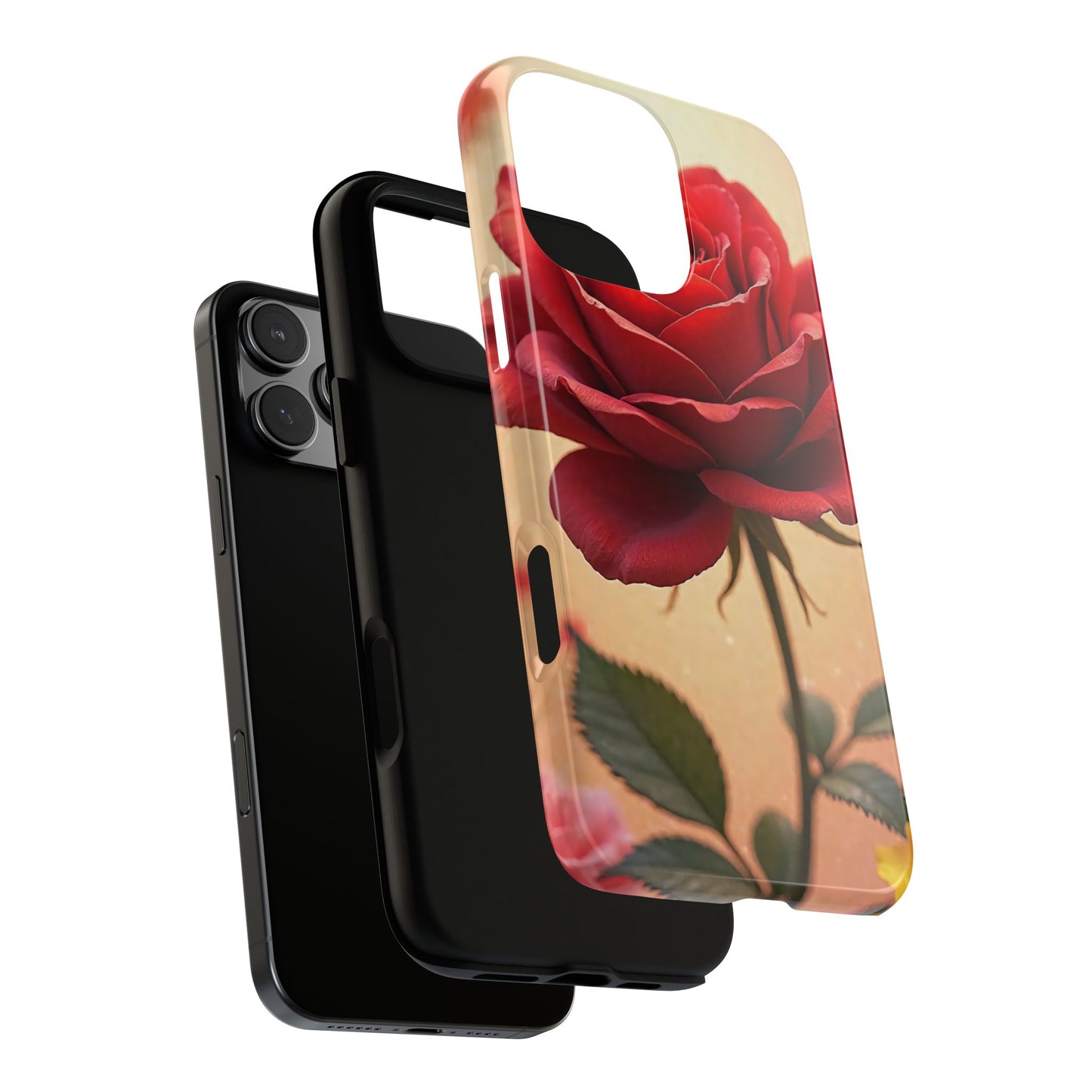 Floral Phone Case with Red Rose Design, Tough Phone Cover, Flower Print, Gift for Her, Stylish Accessory, Floral Aesthetic