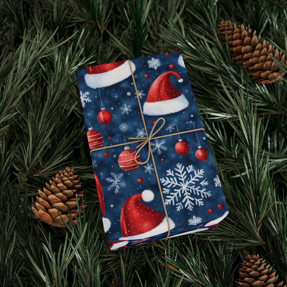 Holiday Snowman Wrapping Paper Roll — Festive Blue & Red Christmas Gift Wrap