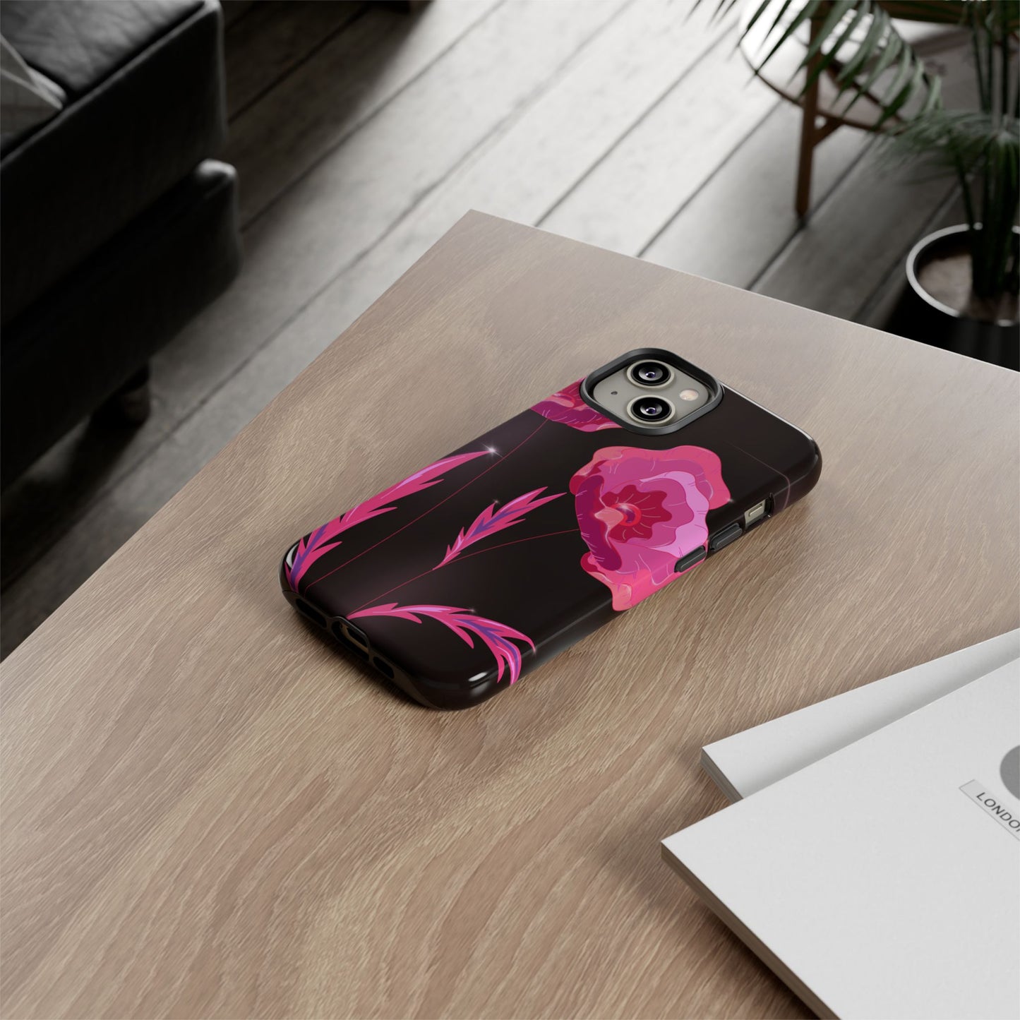 Floral iPhone Case | Tough Cases with Pink Poppy Design, Elegant Flower Phone Cover, Gift for Her, Spring Accessories, Chic Tech
