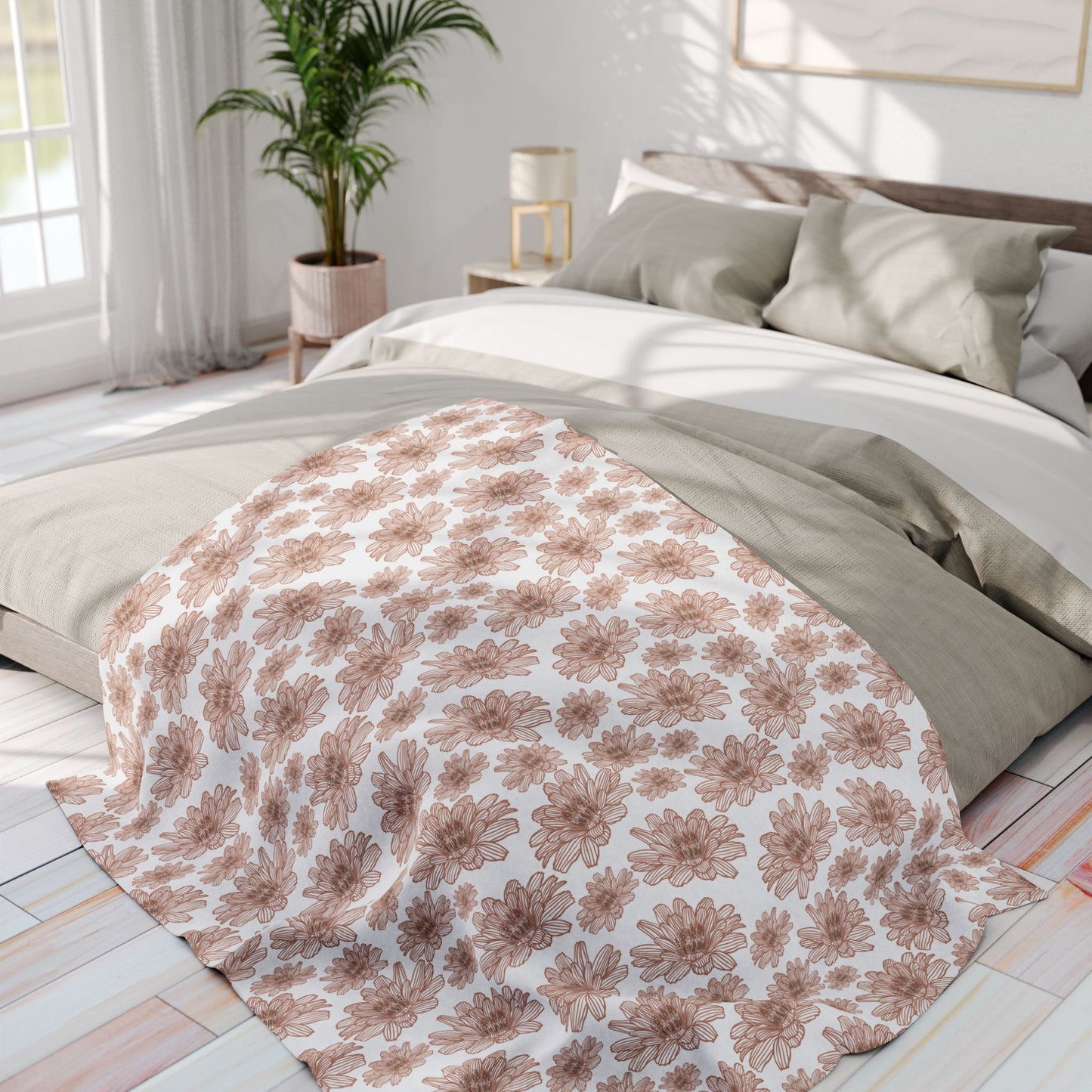 Cozy Floral Fleece Blanket - Soft Blanket for Home Decor, Gift for Housewarming, Anniversary, Wedding, Comfort Blanket