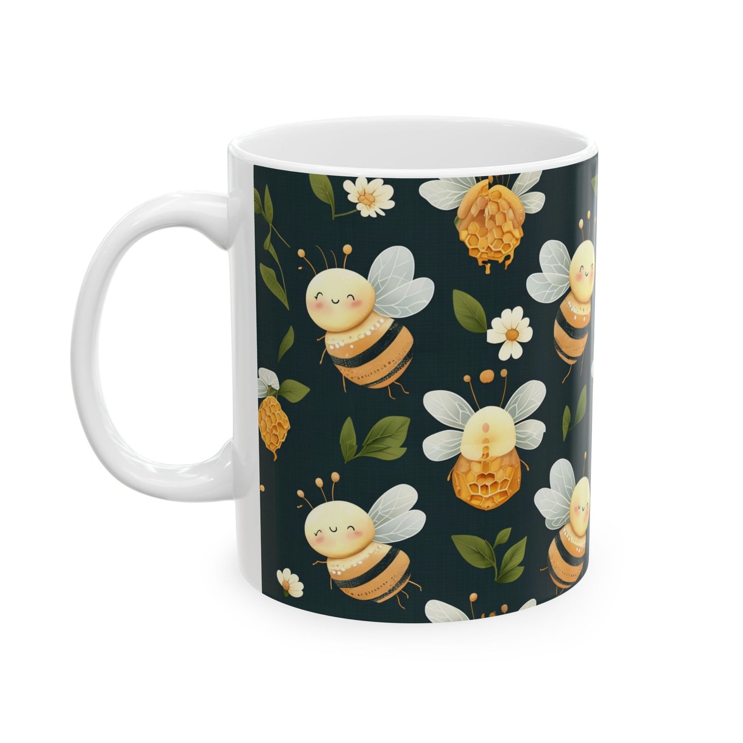 Cute Bee Ceramic Mug - Whimsical Coffee Cup for Bee Lovers, Gift for Her